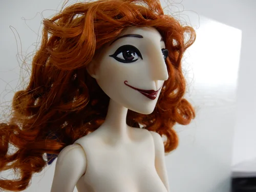  Jill was very upset that they tried to foist this cheap, tacky hair and crappy makeup job off onto us. But once it was realized that the beautiful prototype head was lost and there was nothing to compare it to, we had two more prototype bodies made 