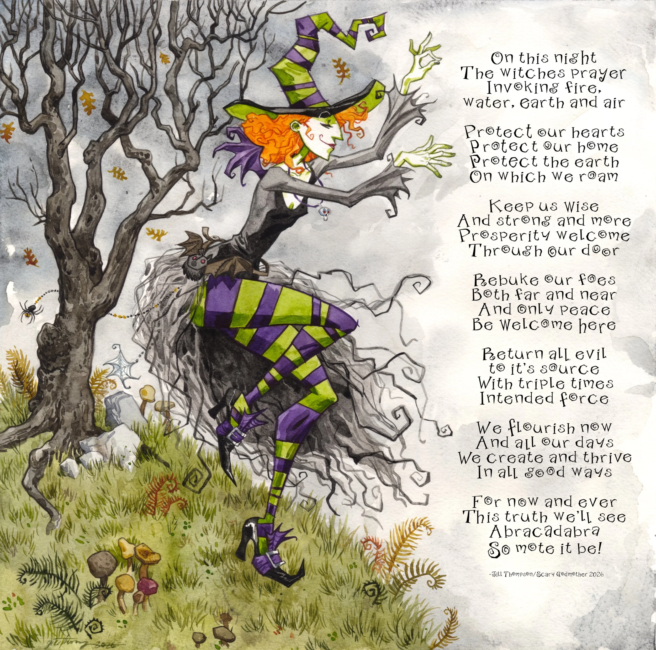 Scary Godmother Spell for your Home Signed Print