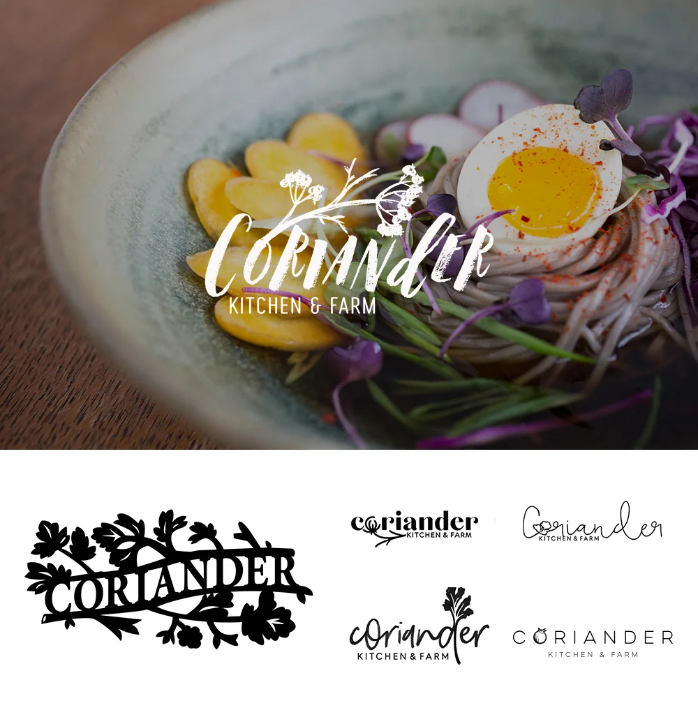  (Left) Coriander’s prior logo  (Right) The ideating process 