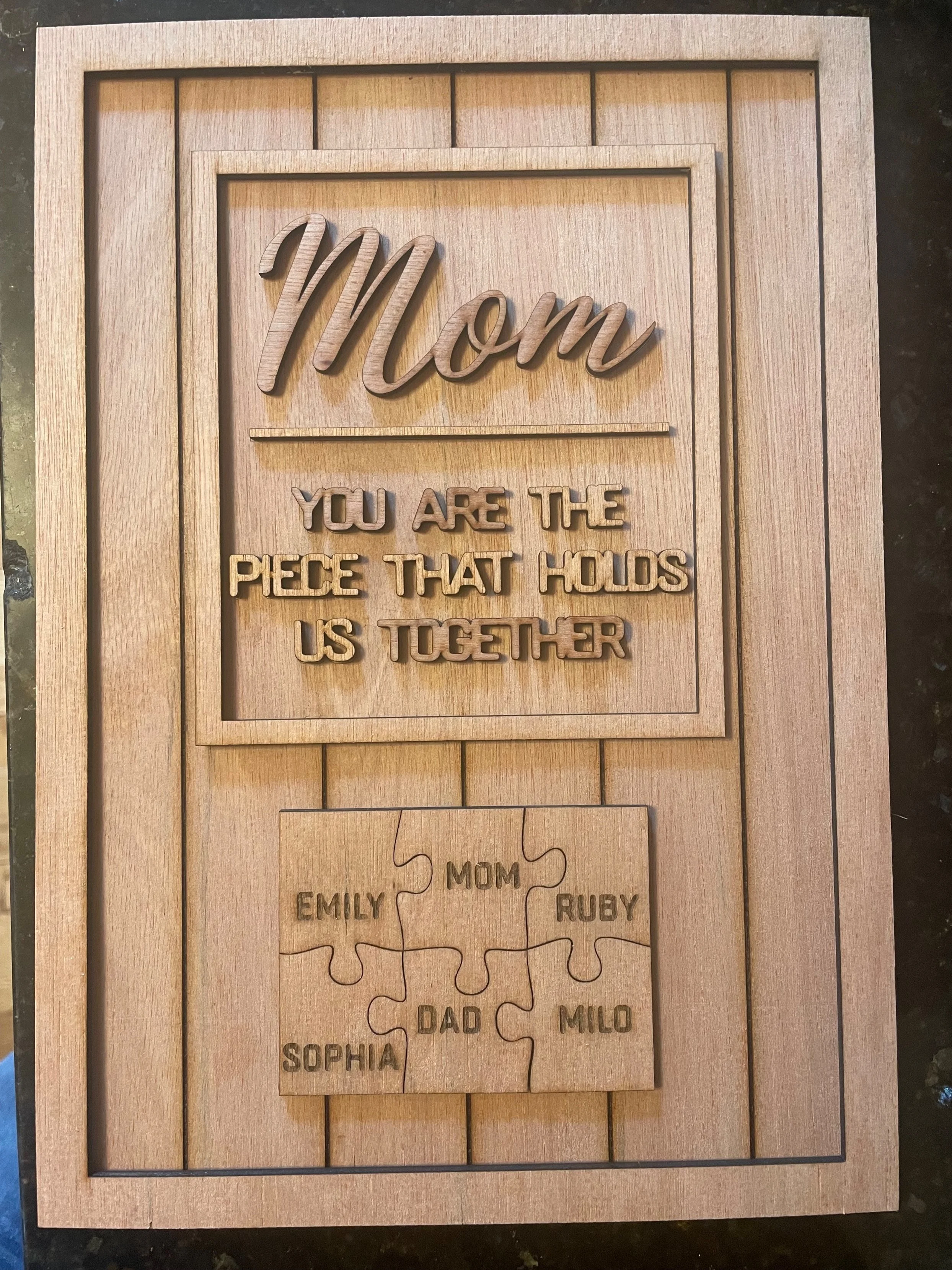 Mom, You are the piece that holds us together.