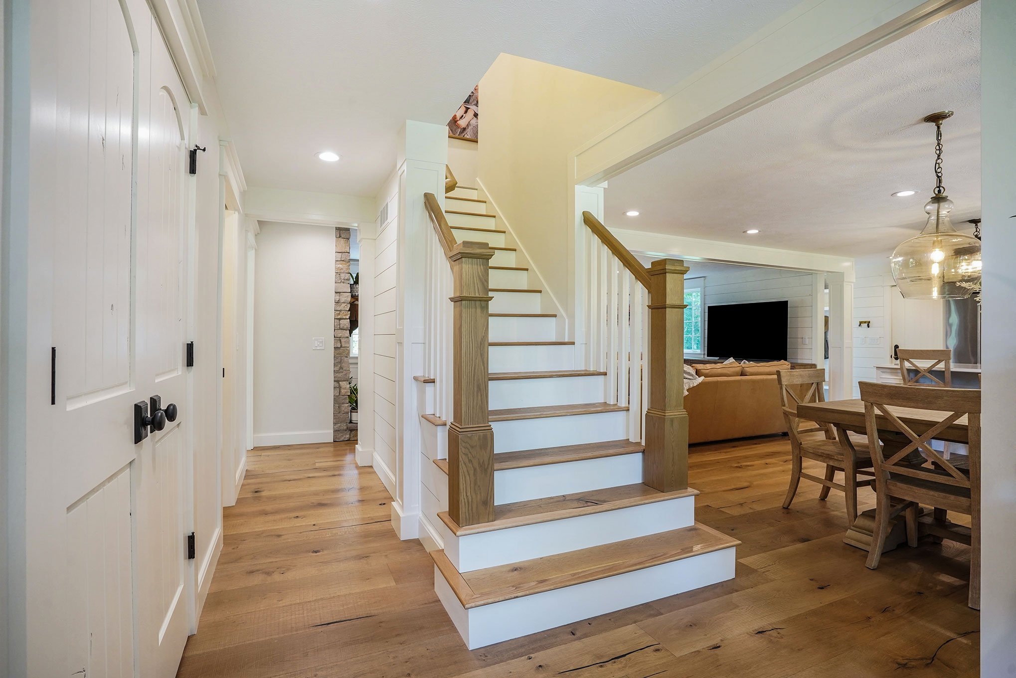 staircase. inviting staircase. stained staircase. farmhouse stairway.jpg
