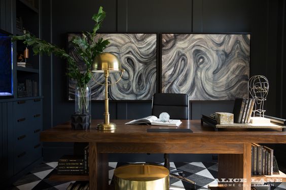   Utah Style &amp; Design  uses art and tradition for this home office. 