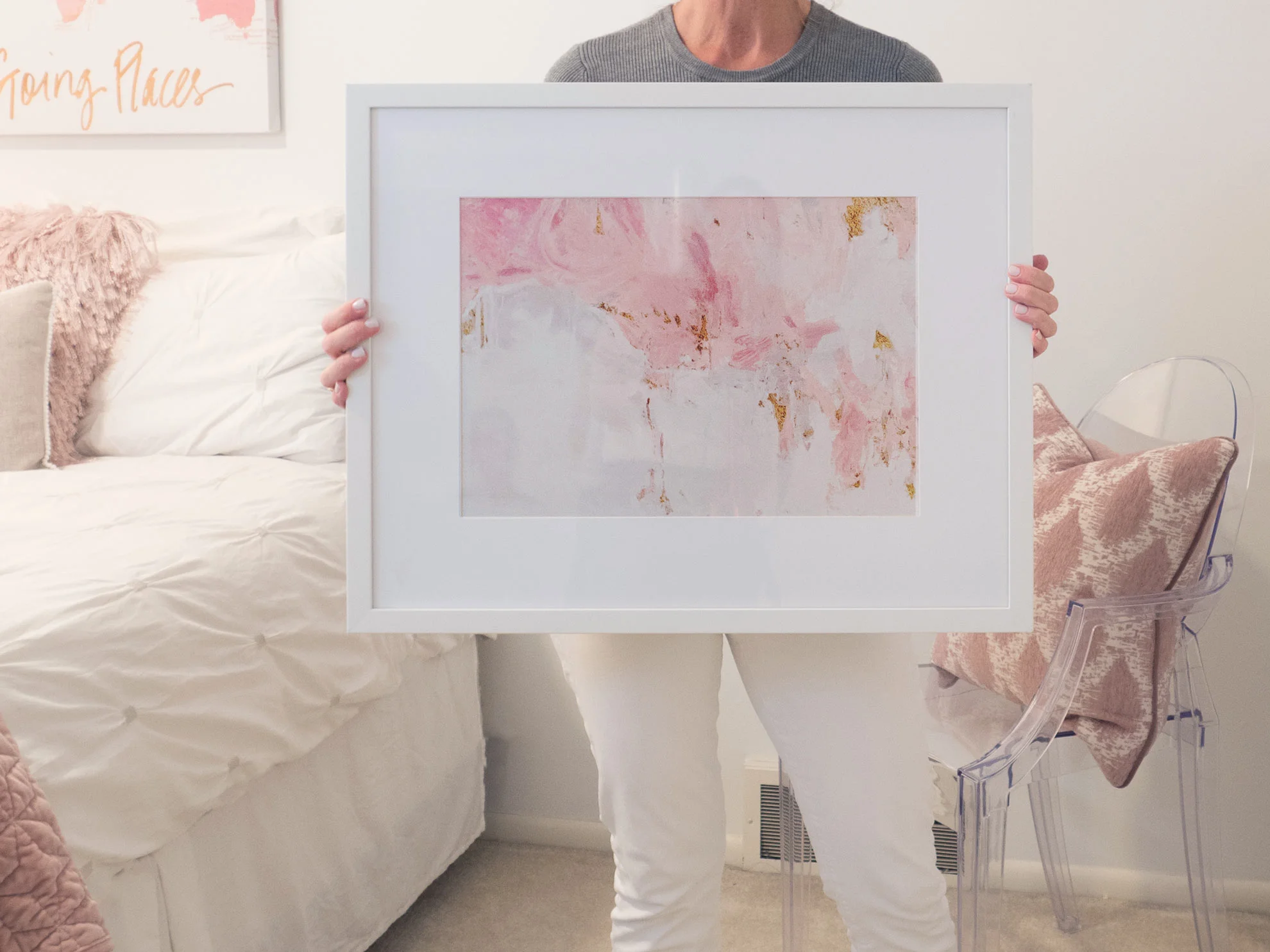 This abstract artwork from Hobby Lobby served as our anchor piece.
