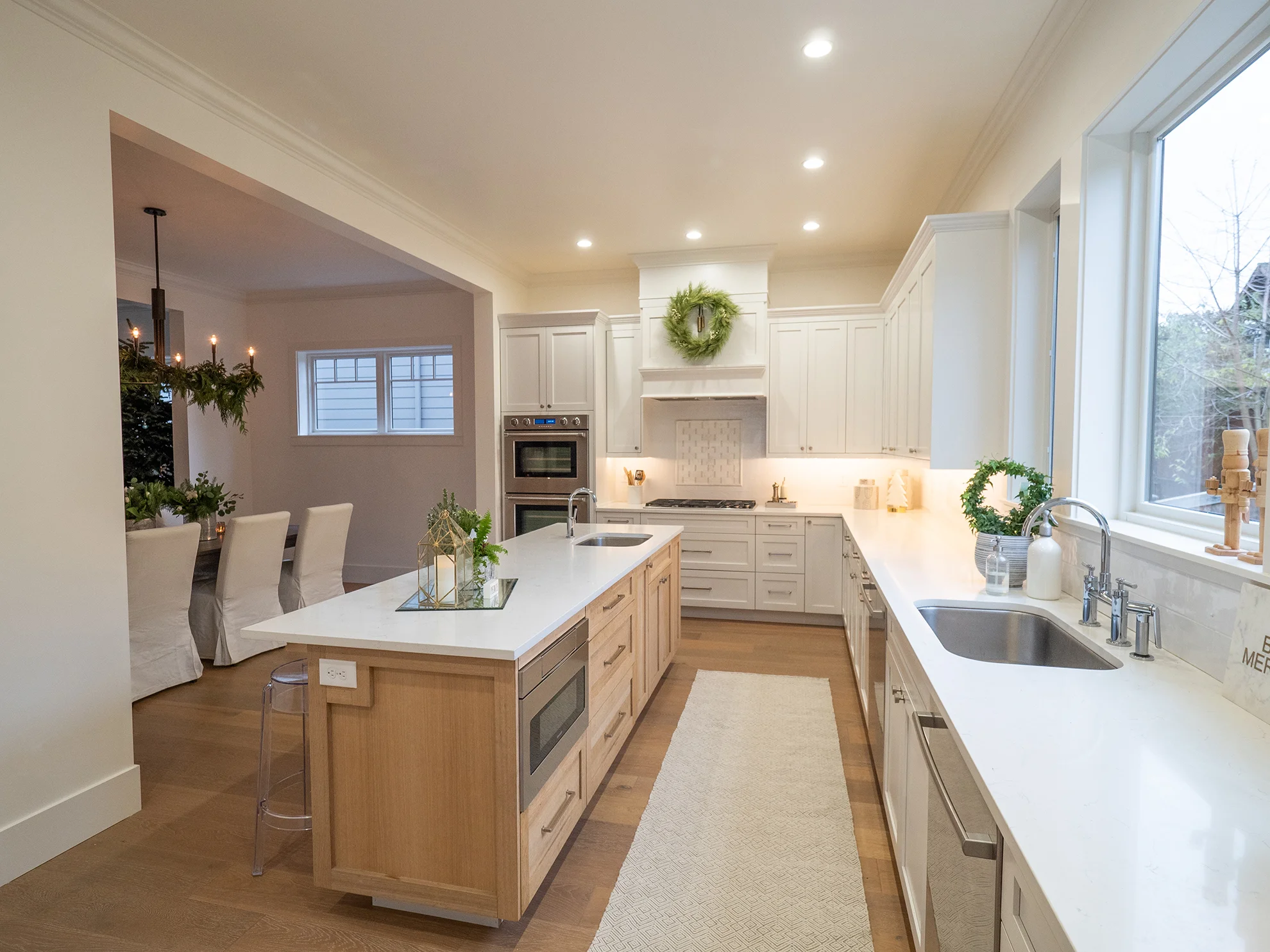 A white kitchen is the perfect base for seasonal decor.
