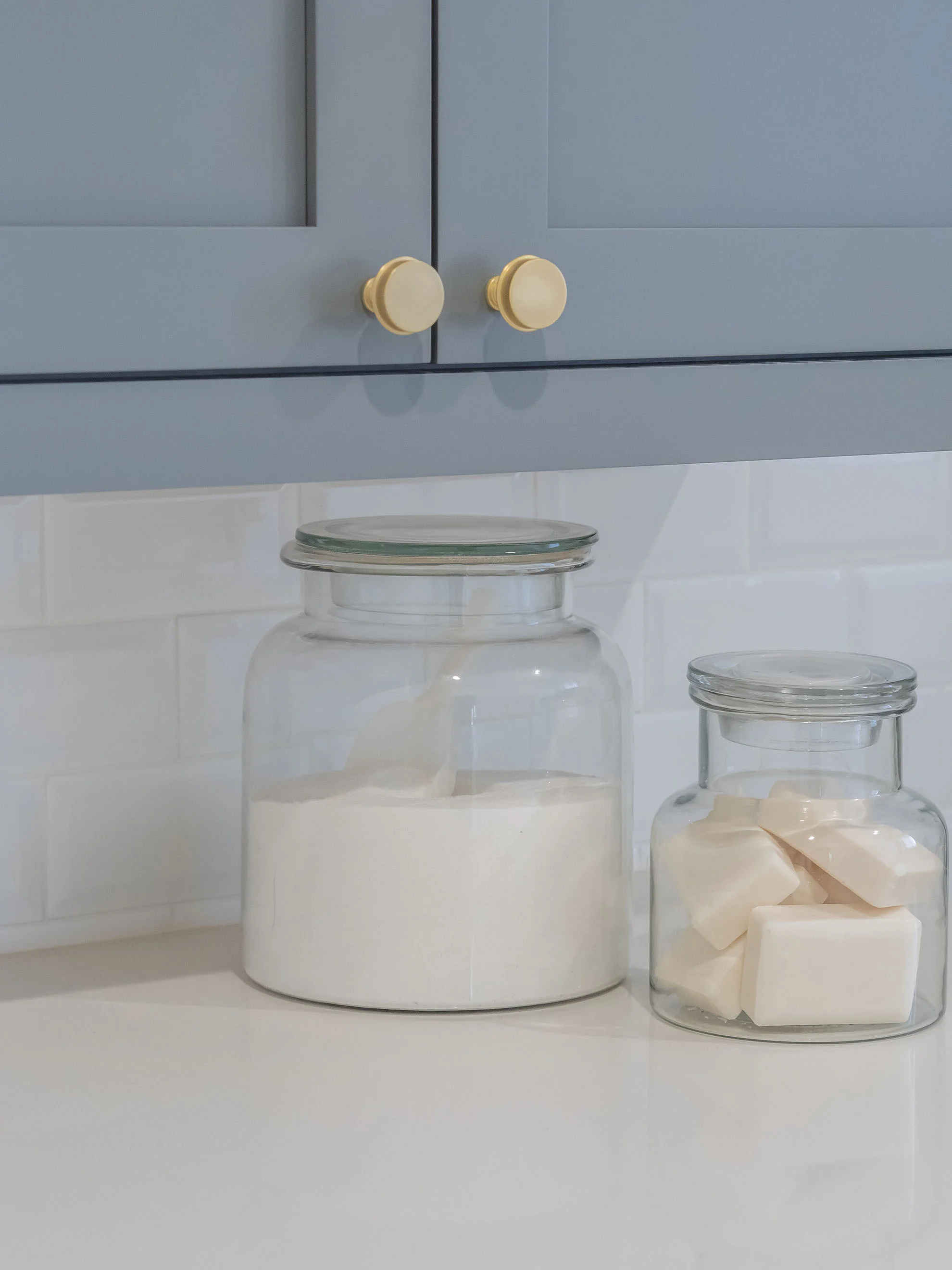 You can snag these great lidded glass jars at Pottery Barn.