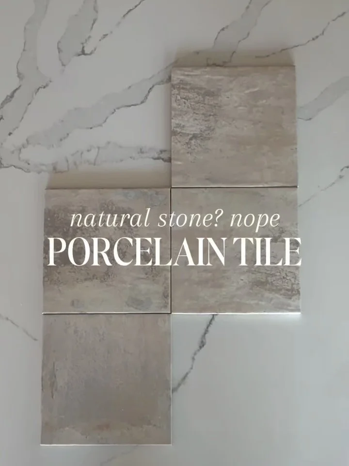 I am a huge fan of porcelain tile that looks like natural stone because it delivers the beauty of authentic marble, limestone, or travertine with far fewer headaches.

Porcelain is incredibly durable, non porous, and resistant to stains, scratches, s