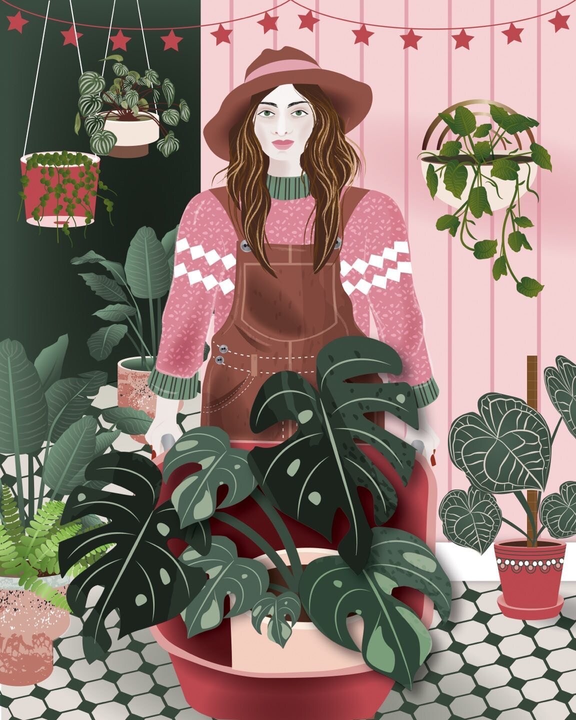 Another illustration I like to share! Plantmas illustration designed for plant lovers. Hope you are enjoying your weekend. #plantlovers #plantaddicts #houseplants #botanical #greenhouse #patternfield #patternfieldapp #surfacepatterndesigners #austral