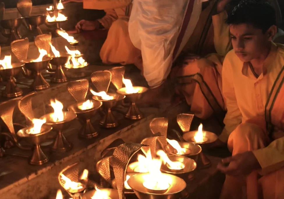 Ganga Aarti fire ceremony.
