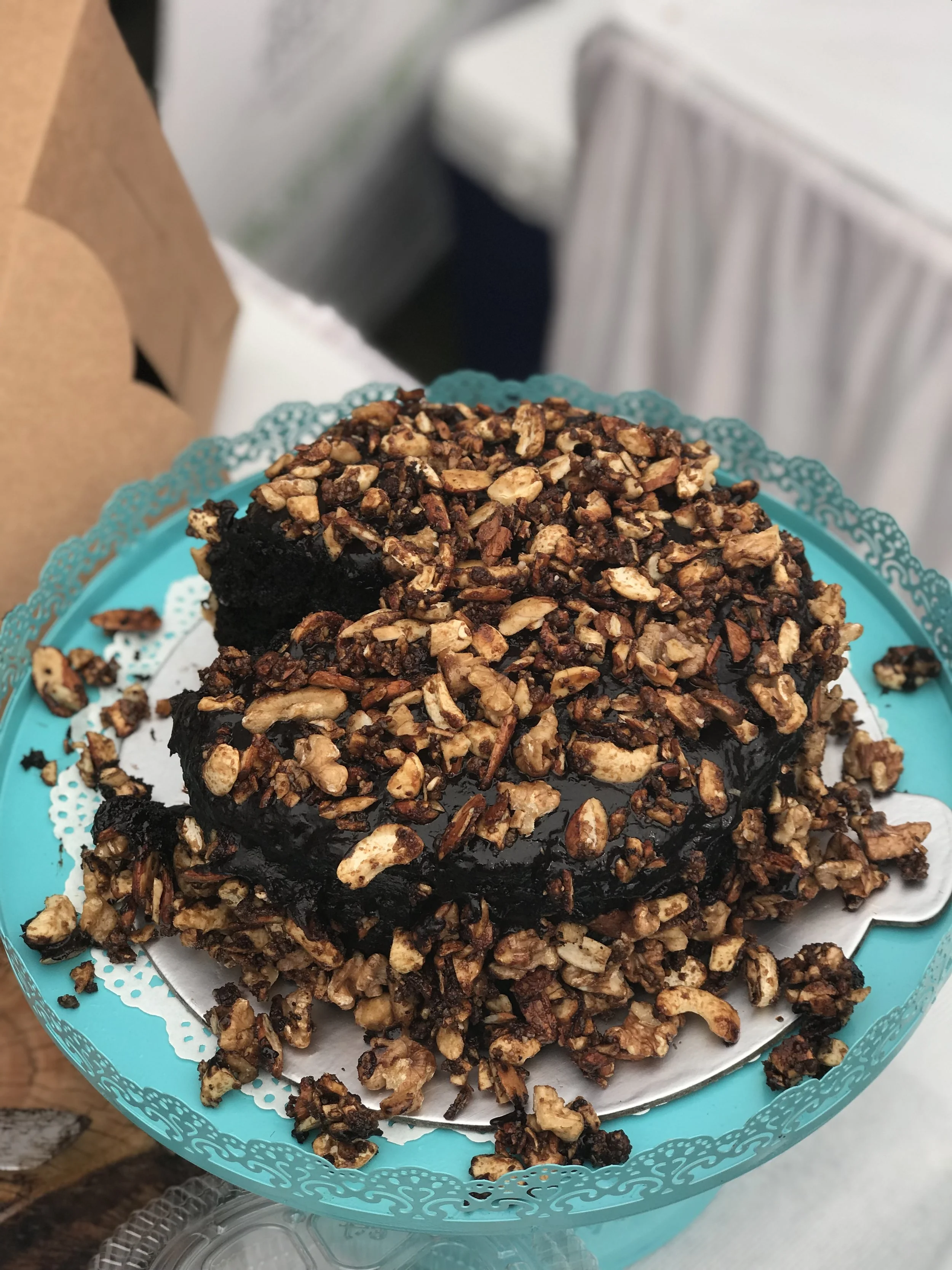 One of the homemade vegan cakes at the festival.