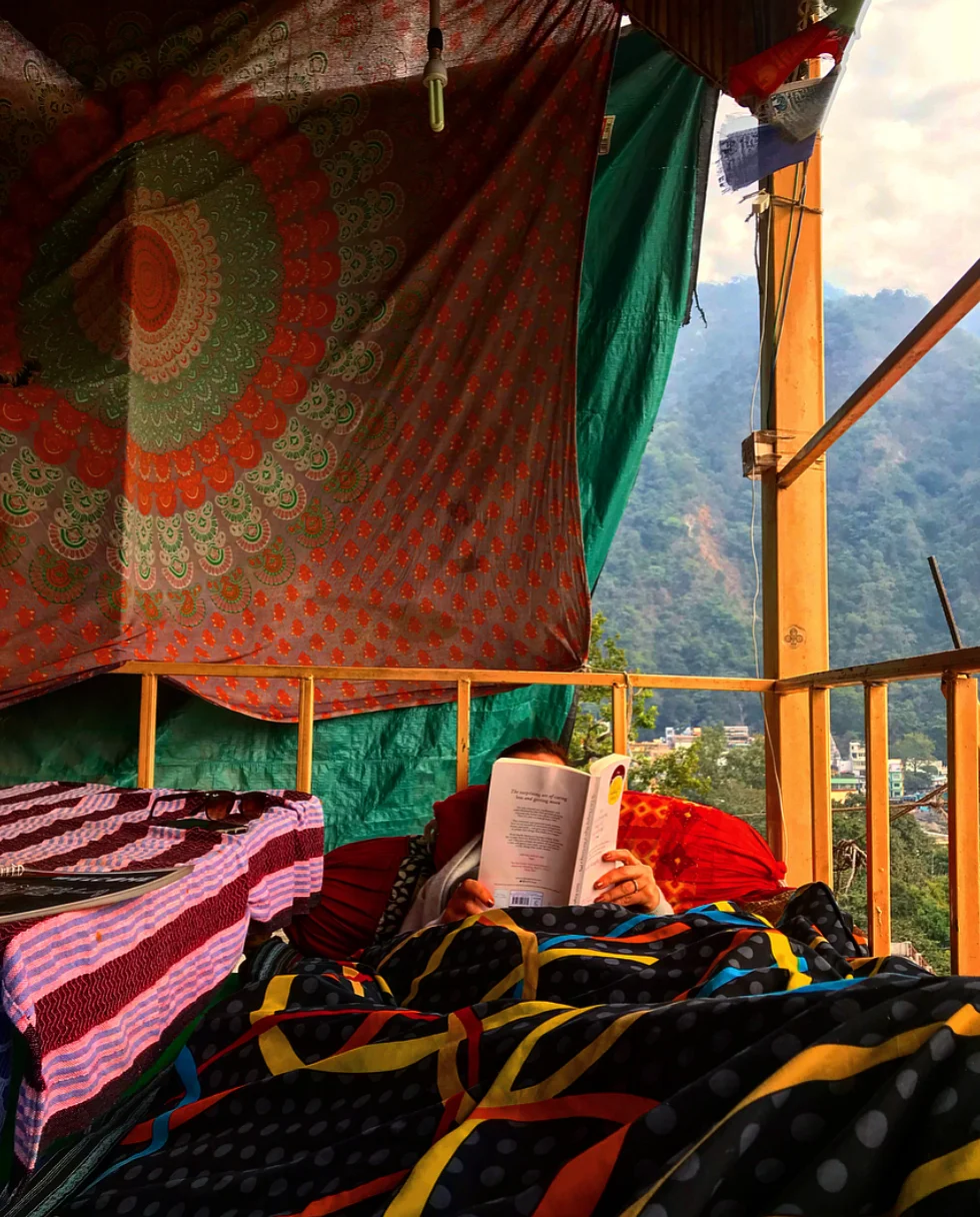 Getting cosy at Shambala Cafe where it’s more than acceptable to lay down and read a book.
