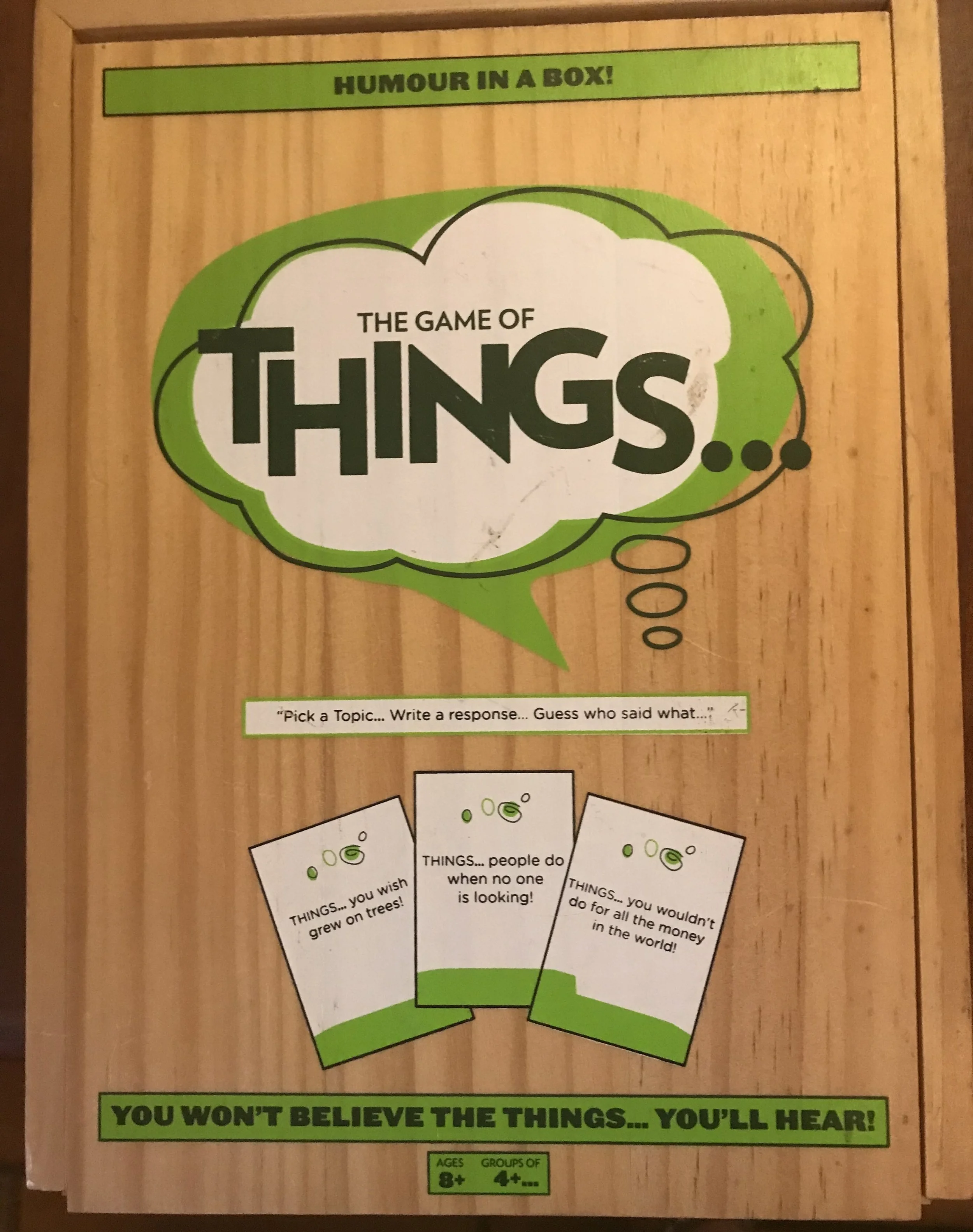‘Things’ our favourite game played at the centre where everyone had to answer a question in a secret and we would all guess who wrote each answer for points. 