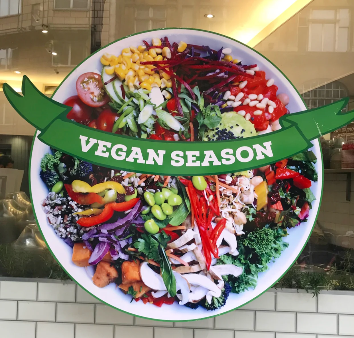 Seeing more and more vegan friendly signs outside restaurants and cafes.