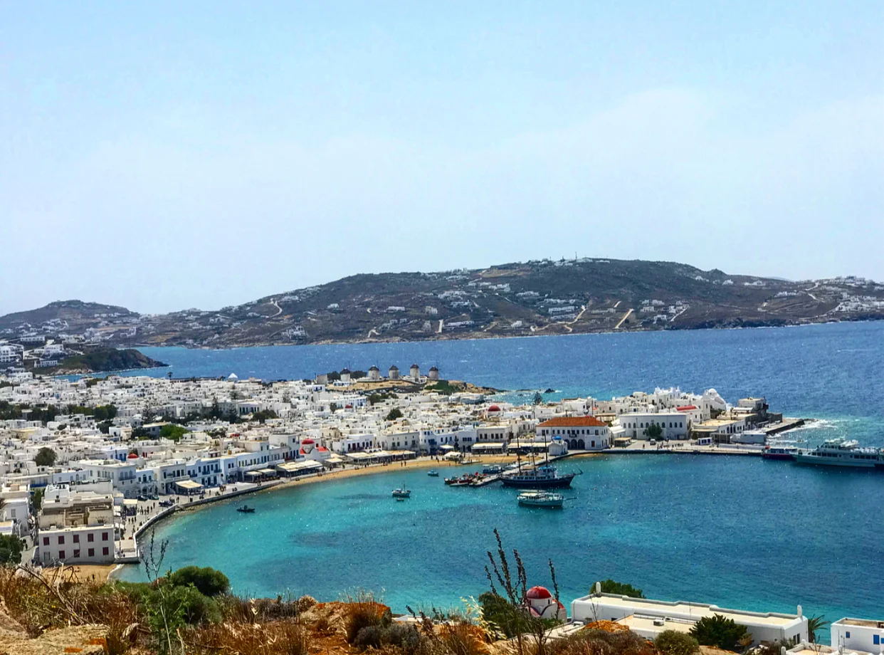 The beautiful views of Mykonos town.