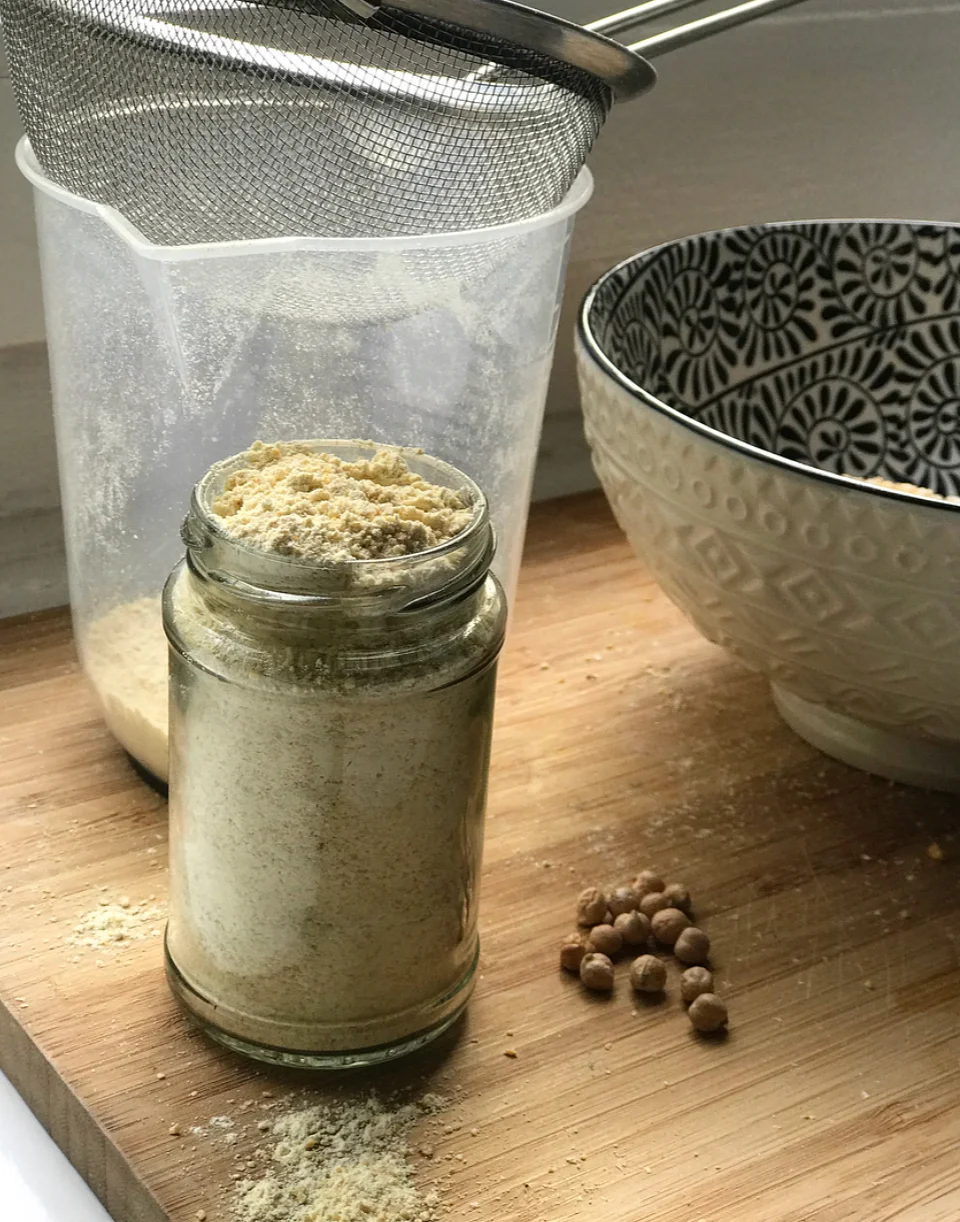 Making my own chickpea flour.