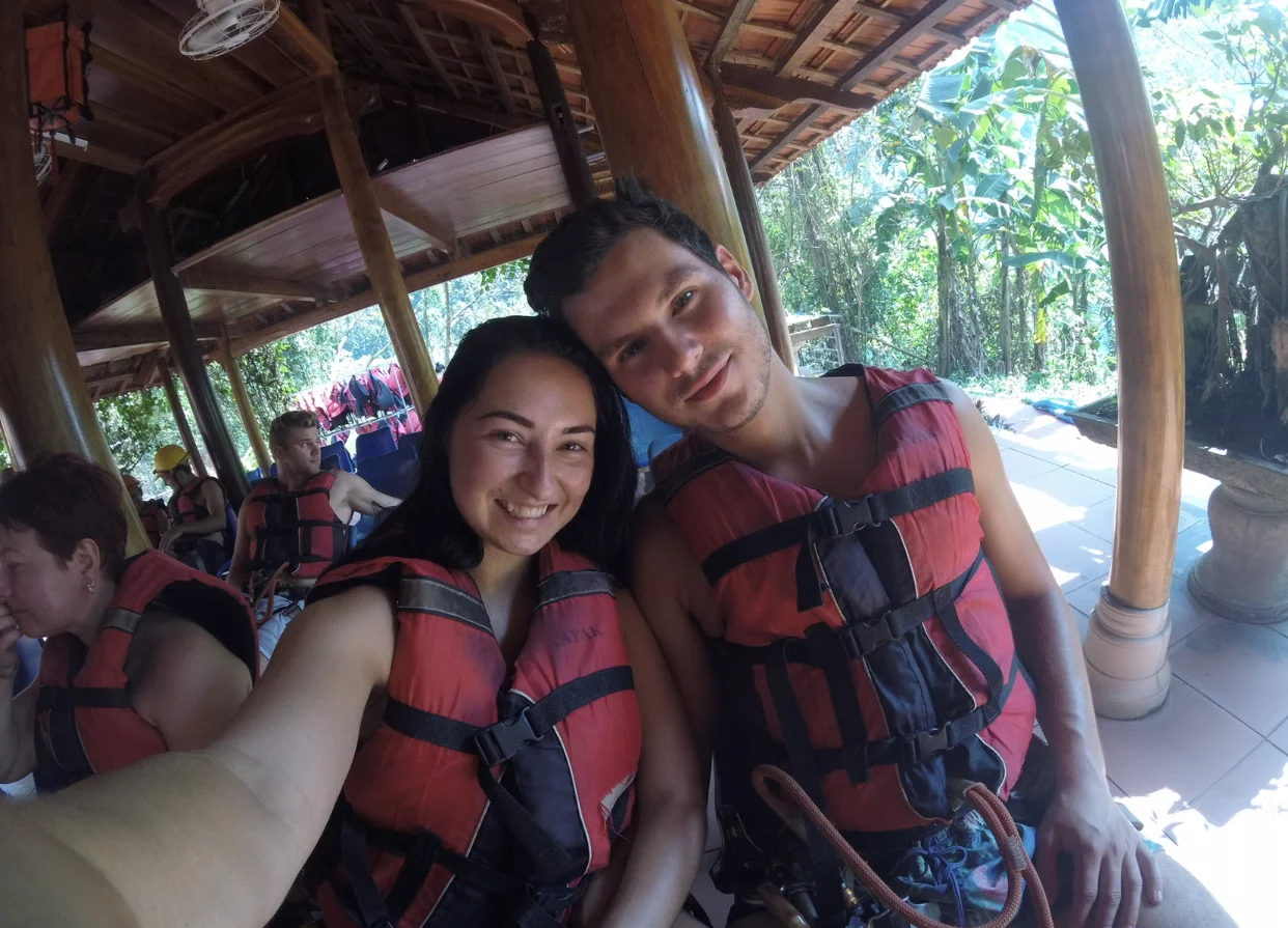 Ready to go zip lining and into the caves.