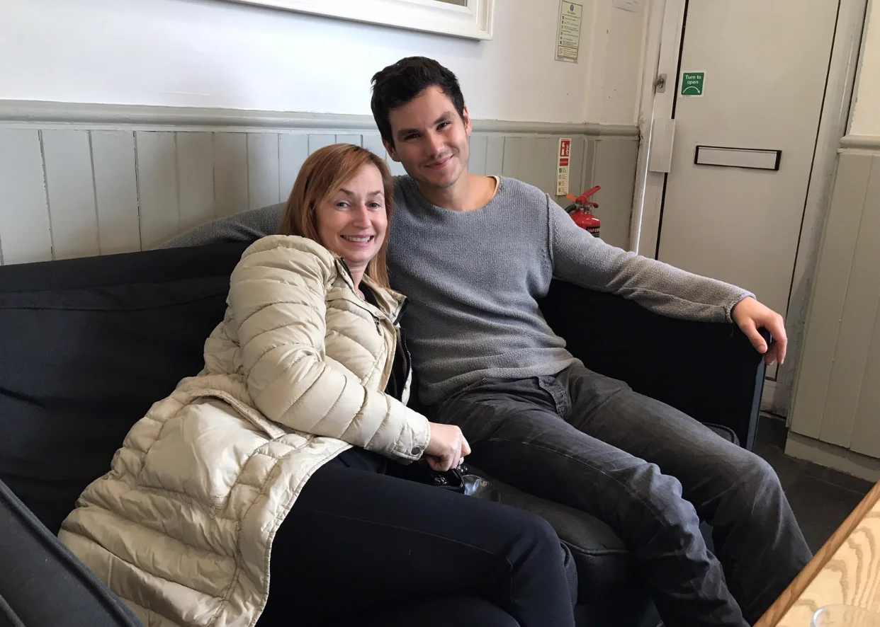 My mum meeting henrik for the first time.