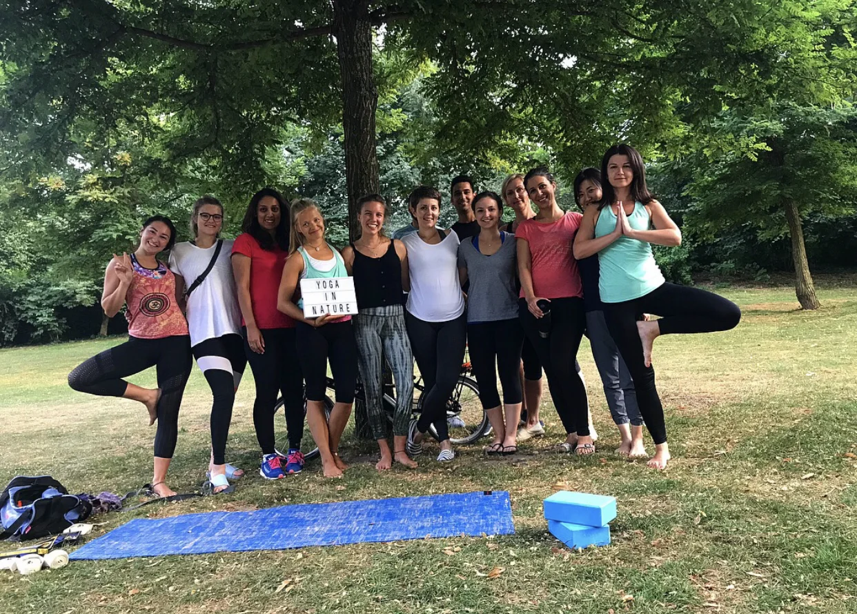 Yoga is the park kept growing.