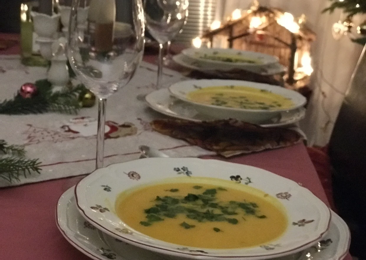 Utes delicious pumpkin and sweet potato soup.