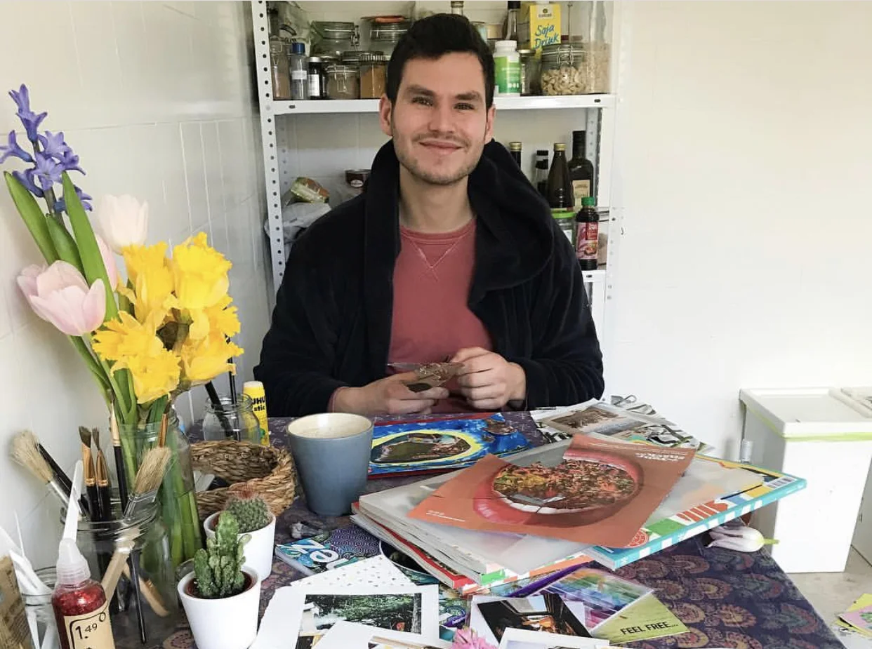 Henrik enjoying making his first ever collage!