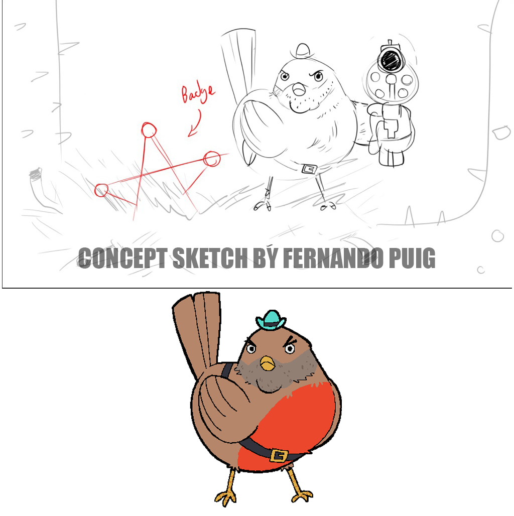 Birdie the Kid Concept and Final Art