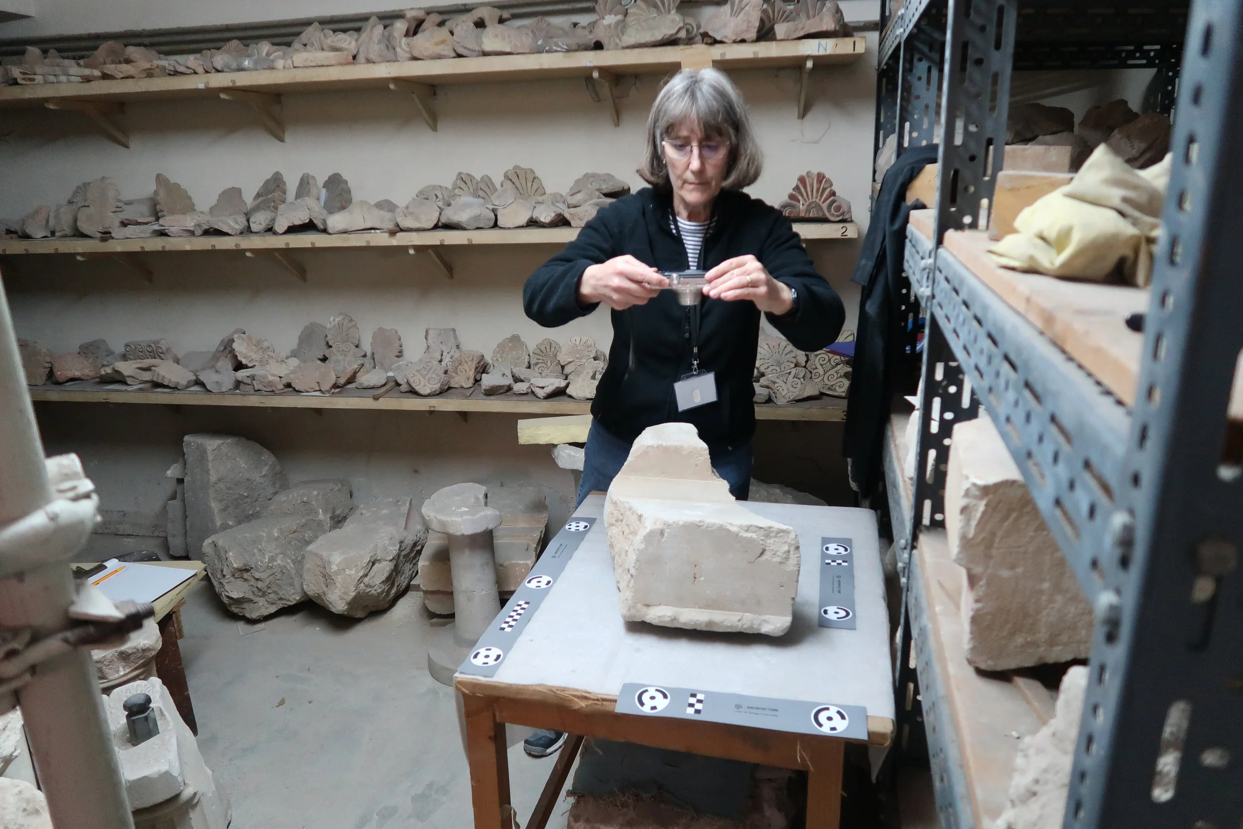 Photo: Nancy Klein in the Acropolis storage room, Nancy Klein.