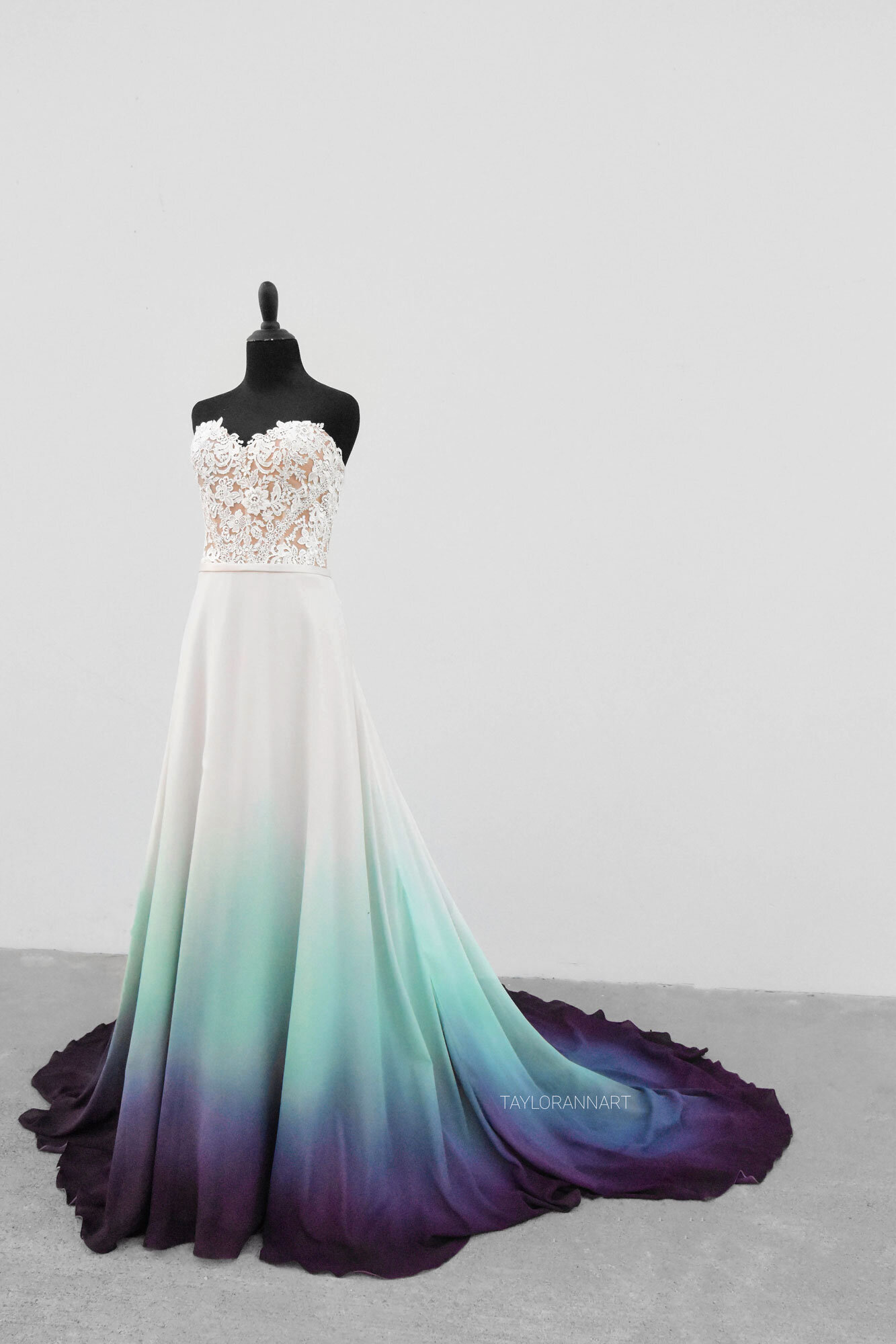 teal ombre wedding dress