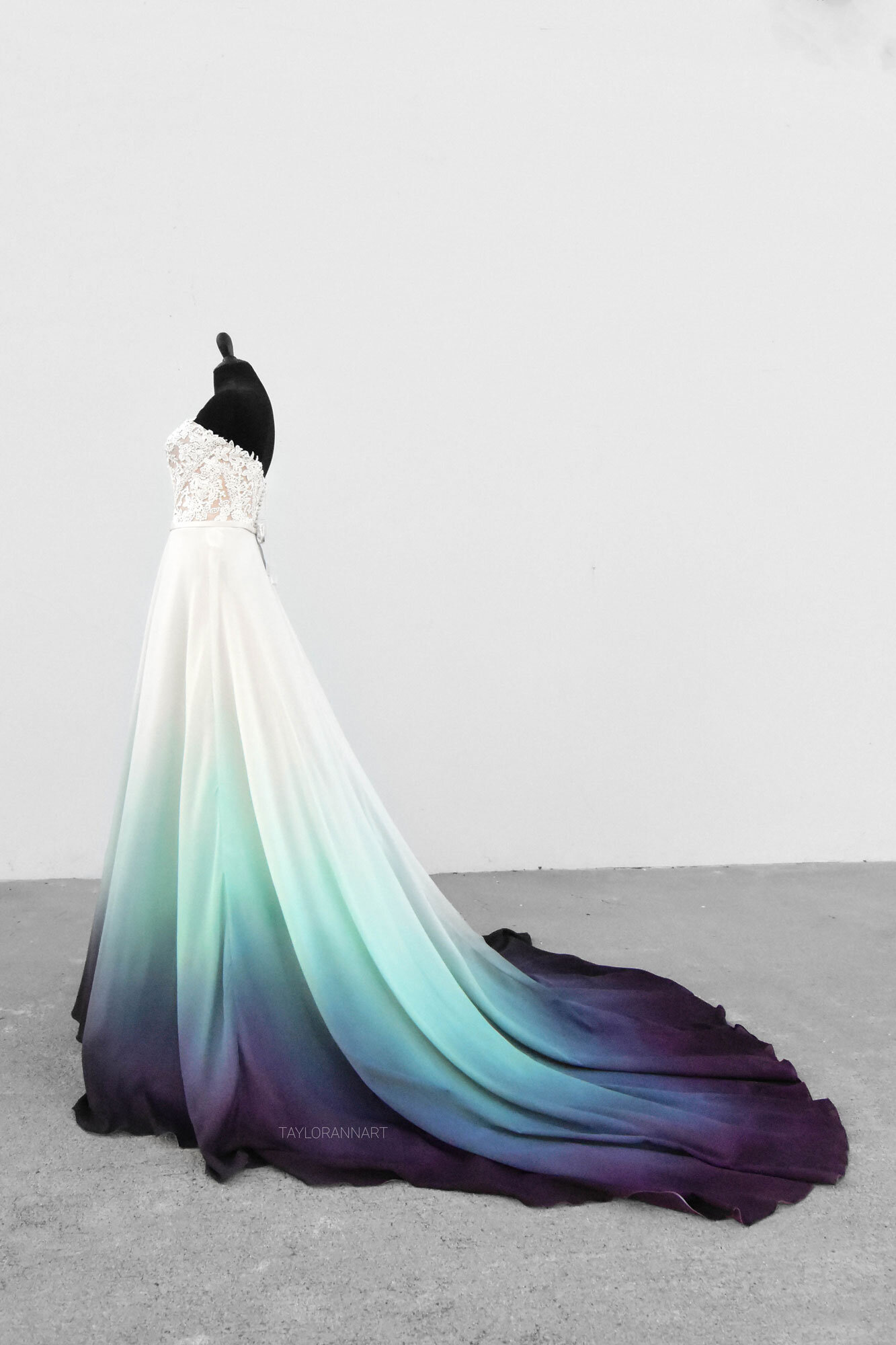 teal ombre wedding dress