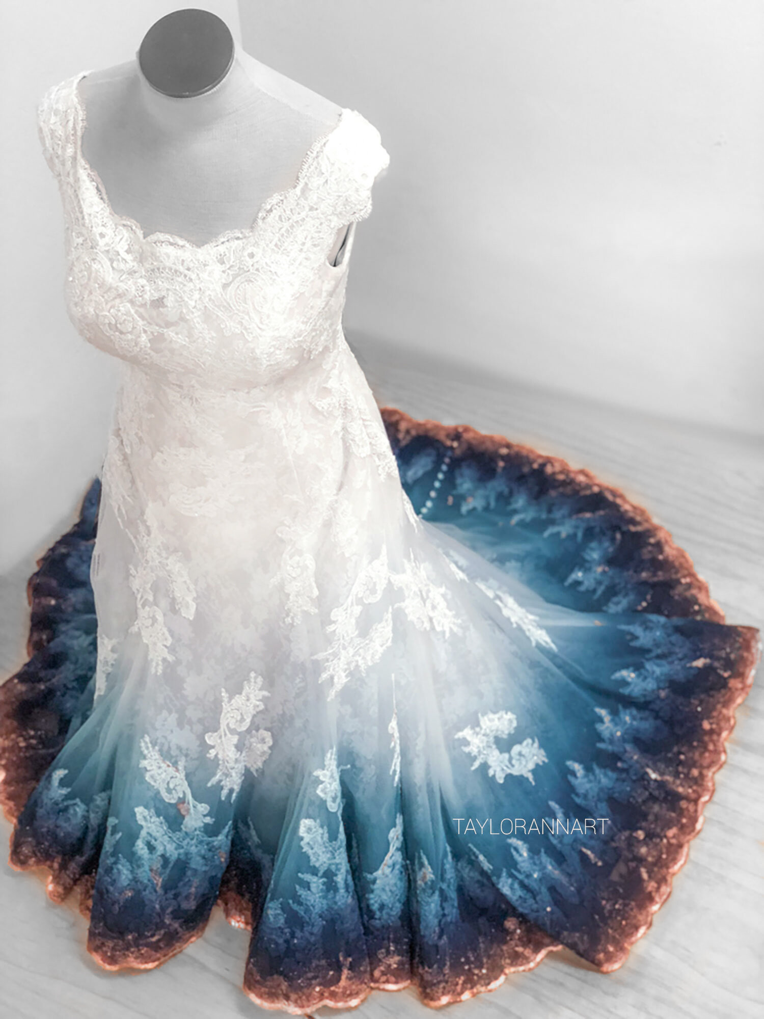 teal ombre wedding dress