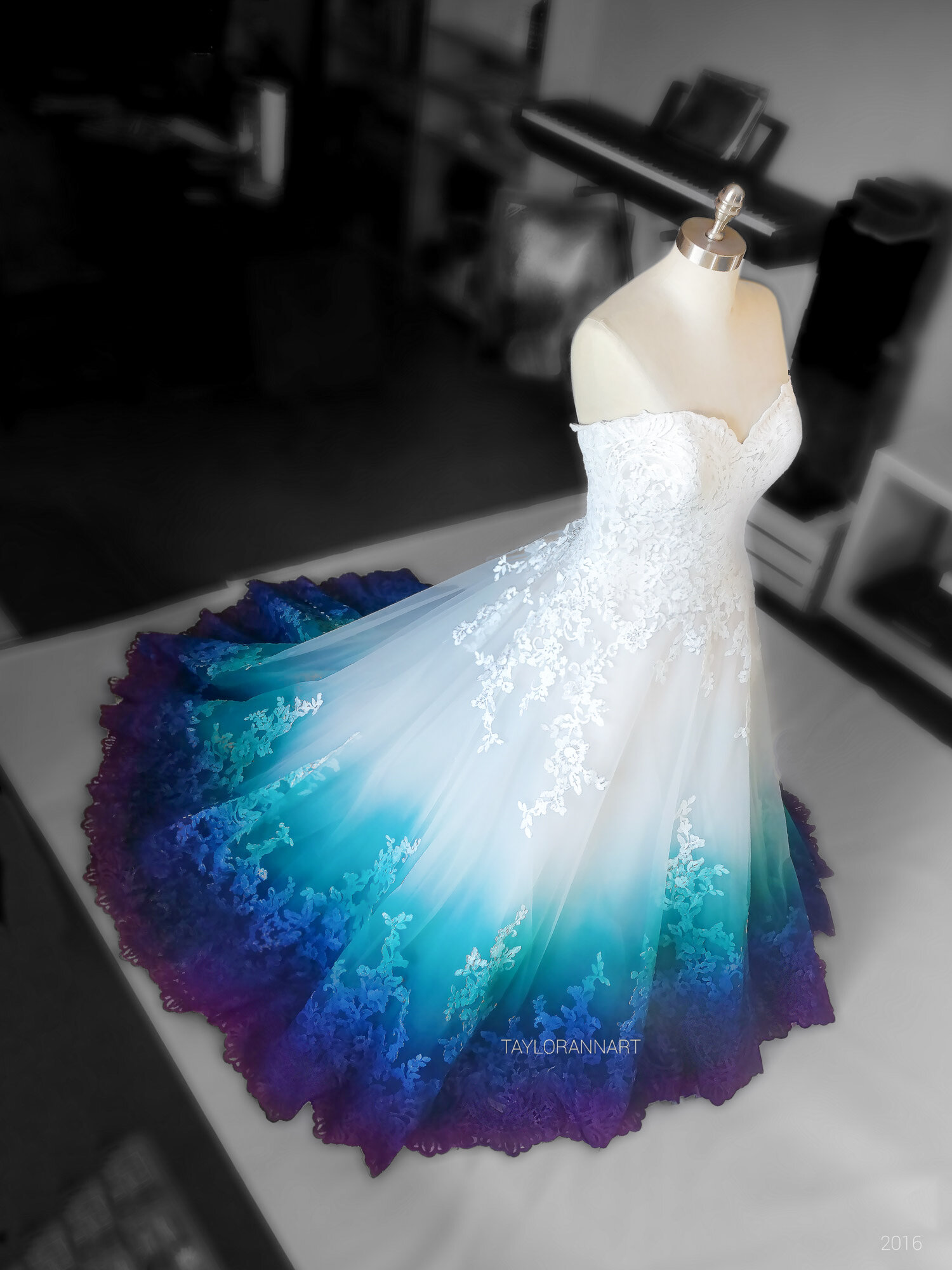 blue purple wedding dress