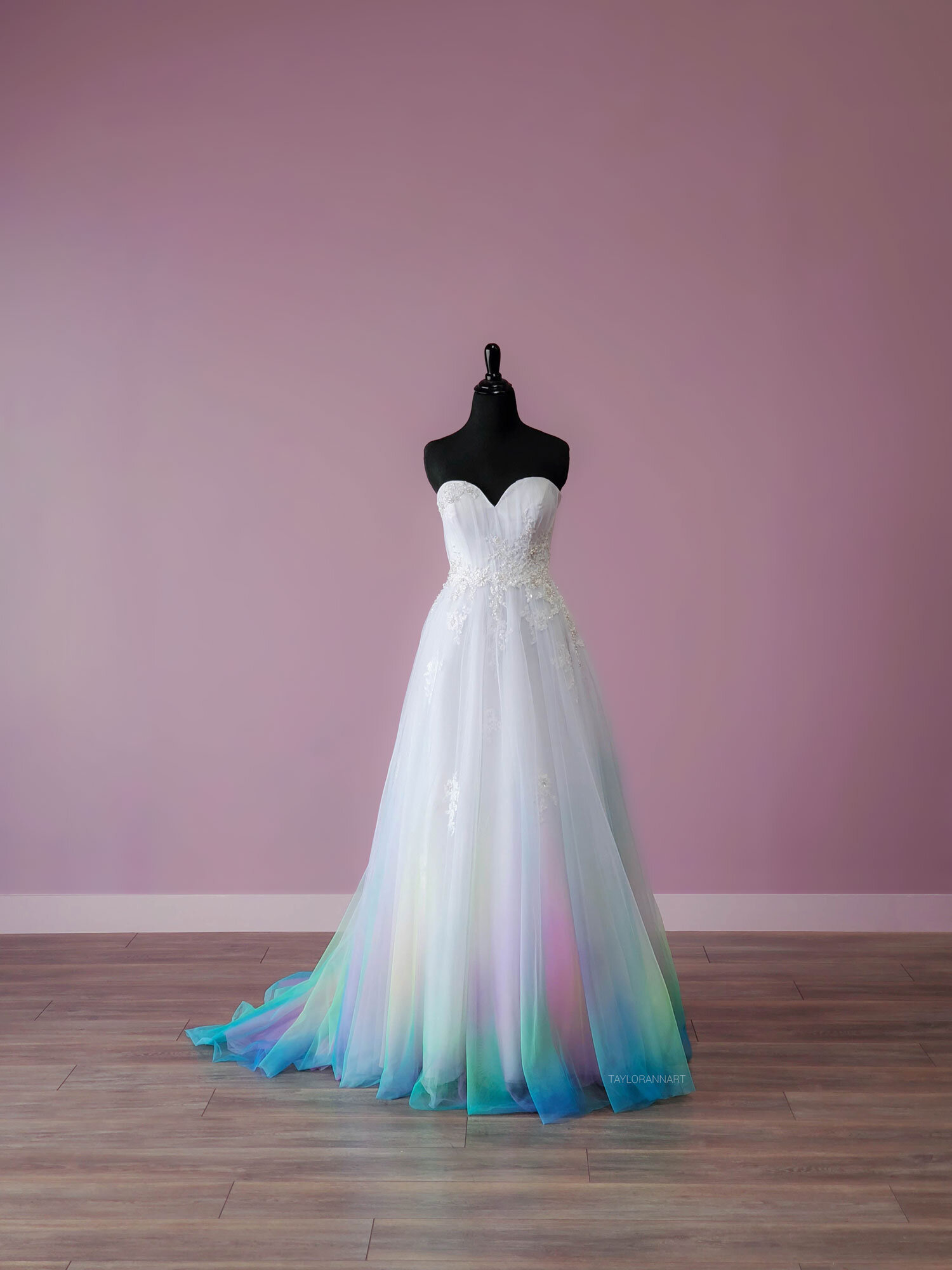plus size rainbow wedding dress