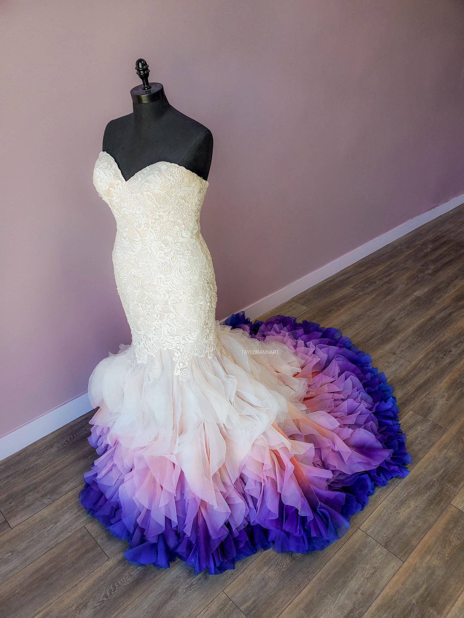 pink and purple gown