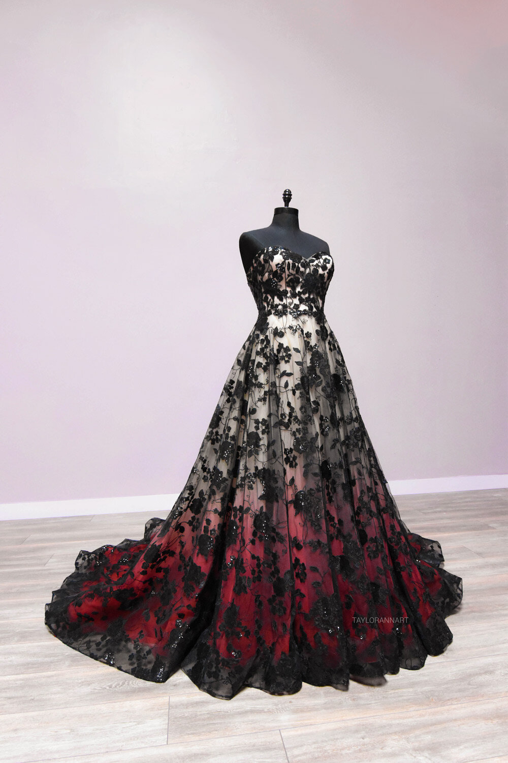 red n black wedding dress