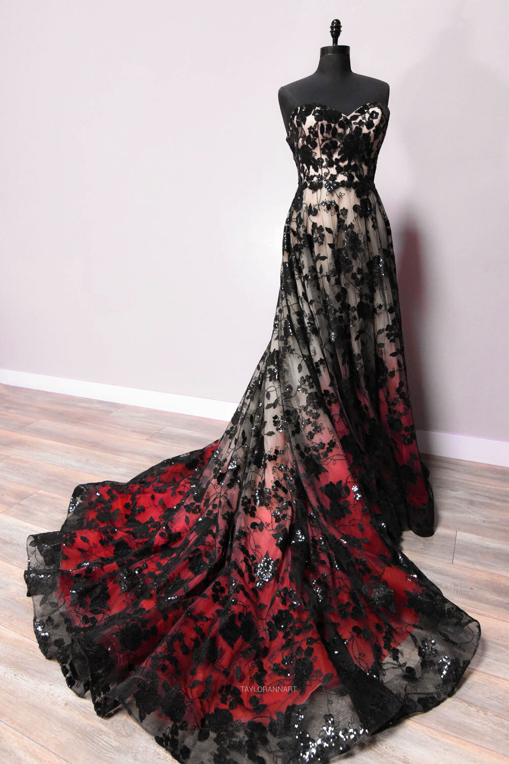 red n black wedding dress