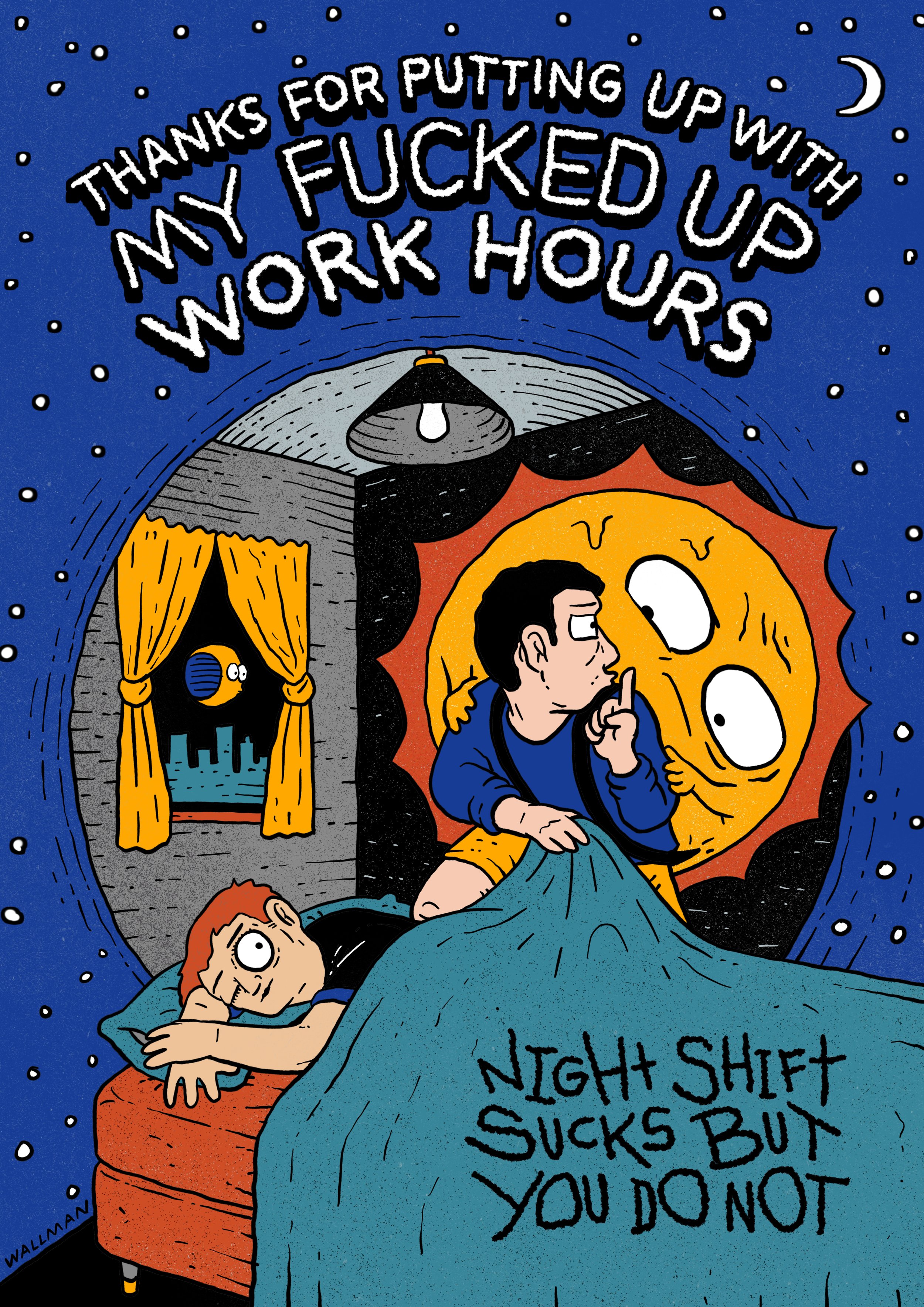 thanku card for lovers n family members of nightshift workers