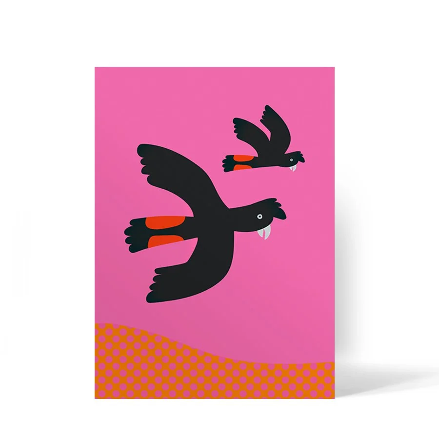 Red-Tailed Black Cockatoos  A3 Art Print