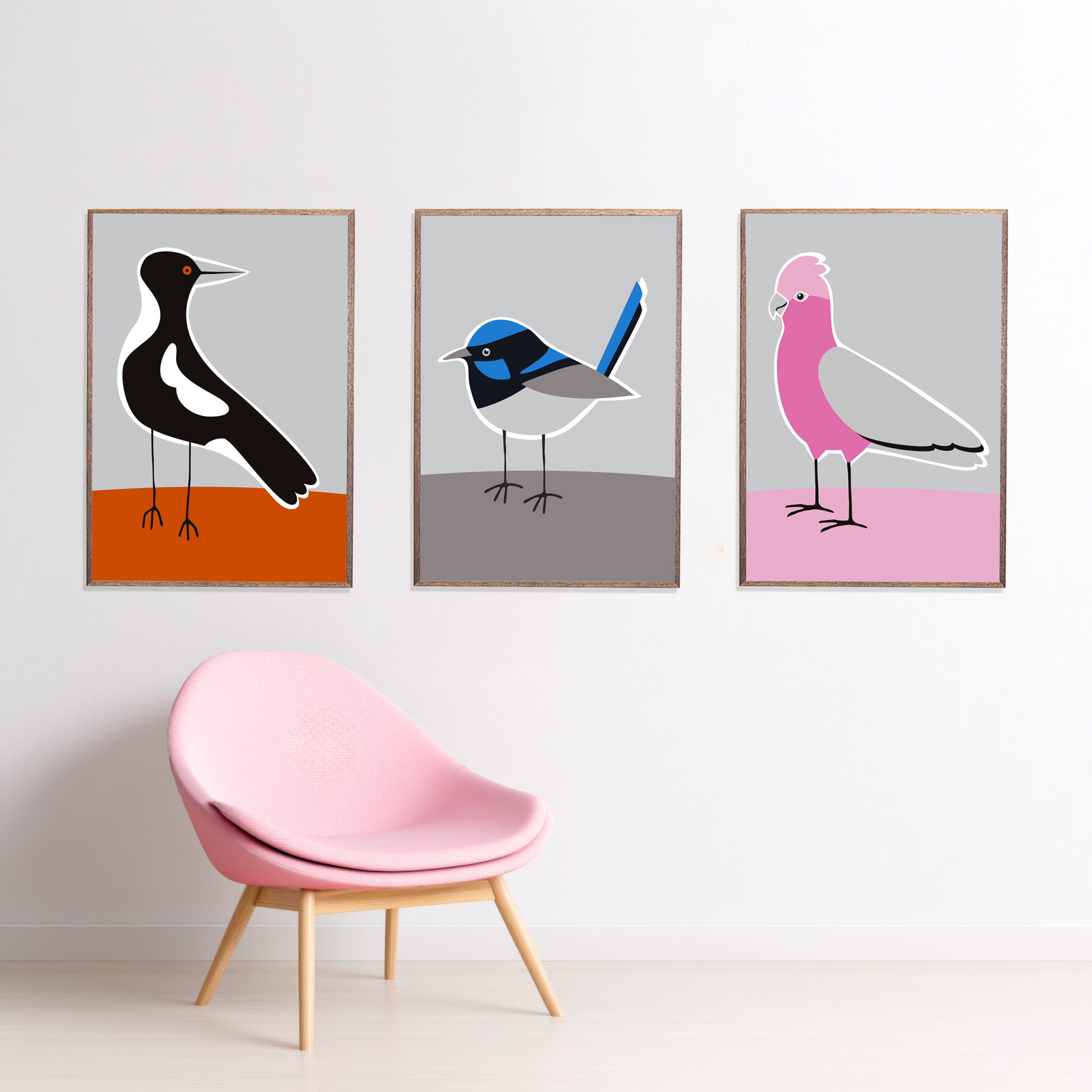 Australian Birds Screenprint Trilogy series