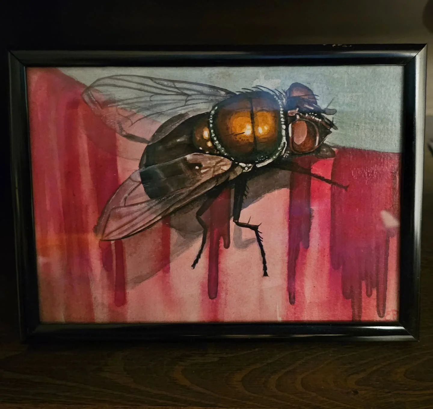 I'm visiting a friend I haven't seen in a few years and got to see an old painting of mine. I gave this to him as a going away present a long time ago. It's good to see them both again. #watercolor #painting #art.