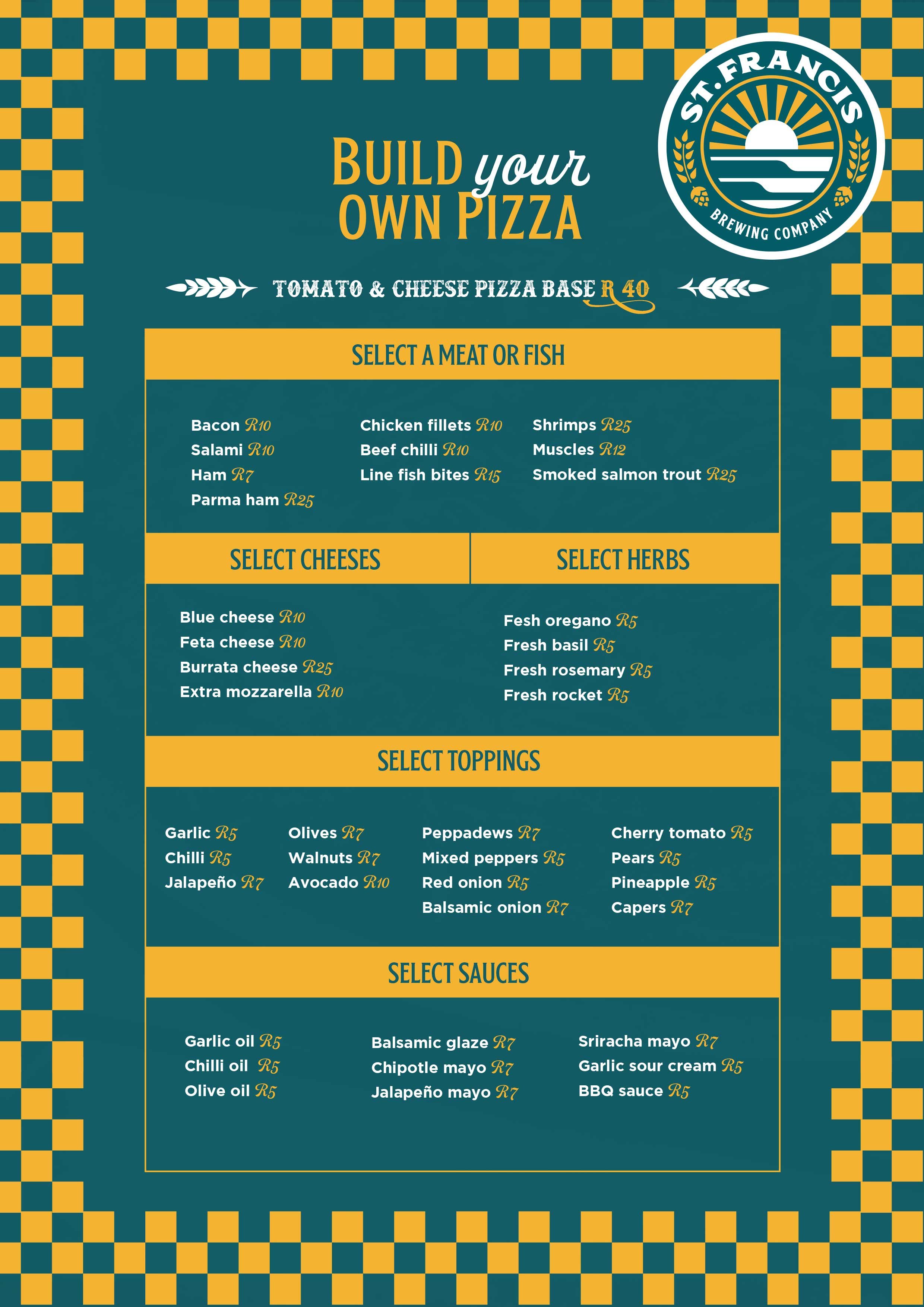 PIZZA MENU
