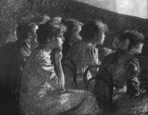 Mary Vorse, with drawings by Wladyslaw T. Benda, “Some Picture Show Audiences,” Outlook , 1911.