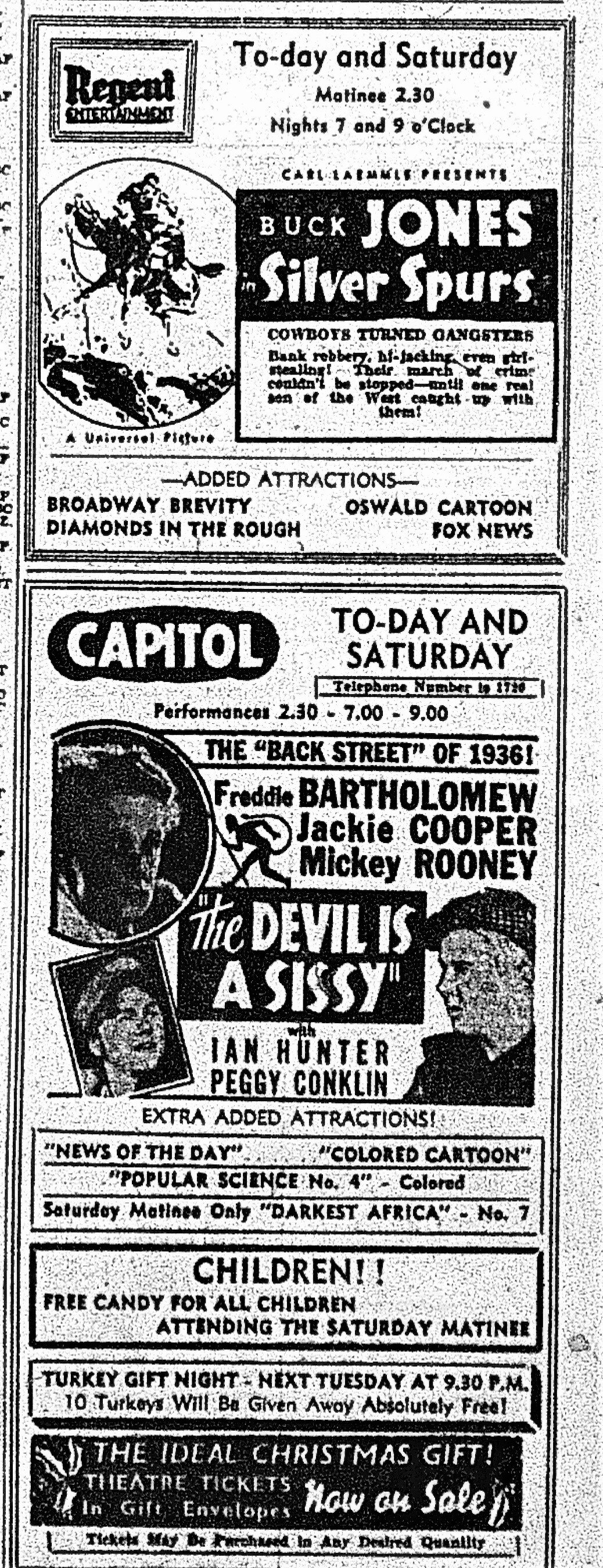 1936 Dec 18 p13 Capitol & Regent free candy (3).JPG