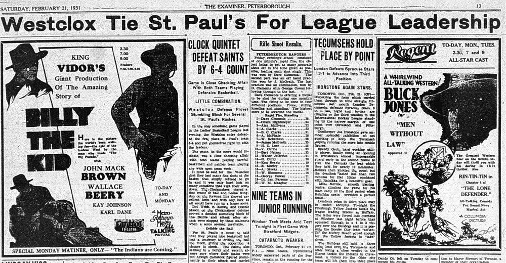 1931 Feb 21 p13 Capitol & Regent top page ads Billy Kid Buck Jones (2).JPG