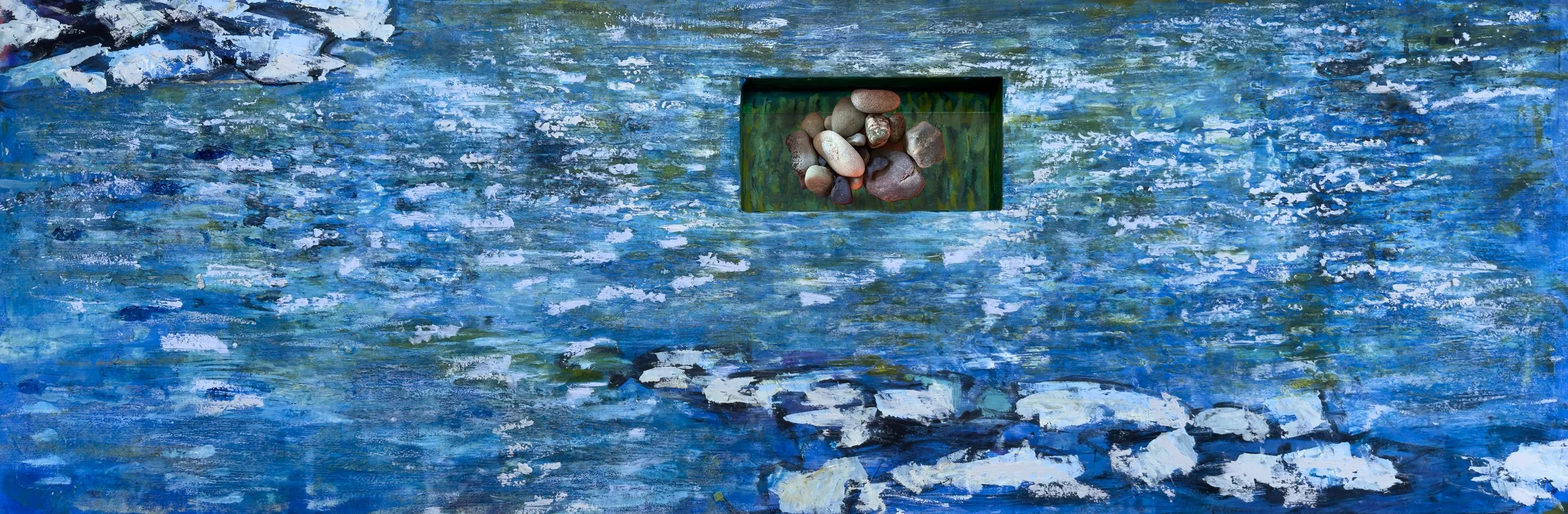 12 × 35 / Oil and cold wax mixed media on custom birch panel 2025 / Available / $975.00