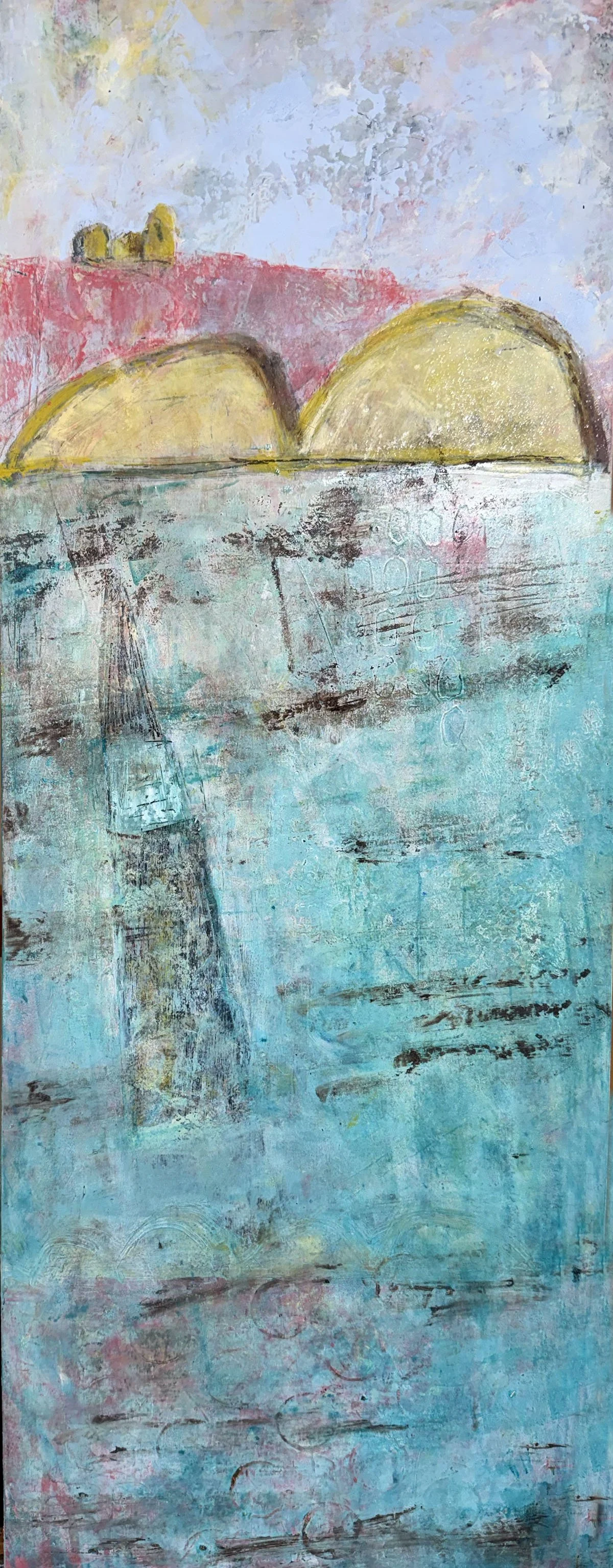 A Beautiful City on a Hill
 

 32 x 12/ Oil and cold wax mixed media on birch panel  