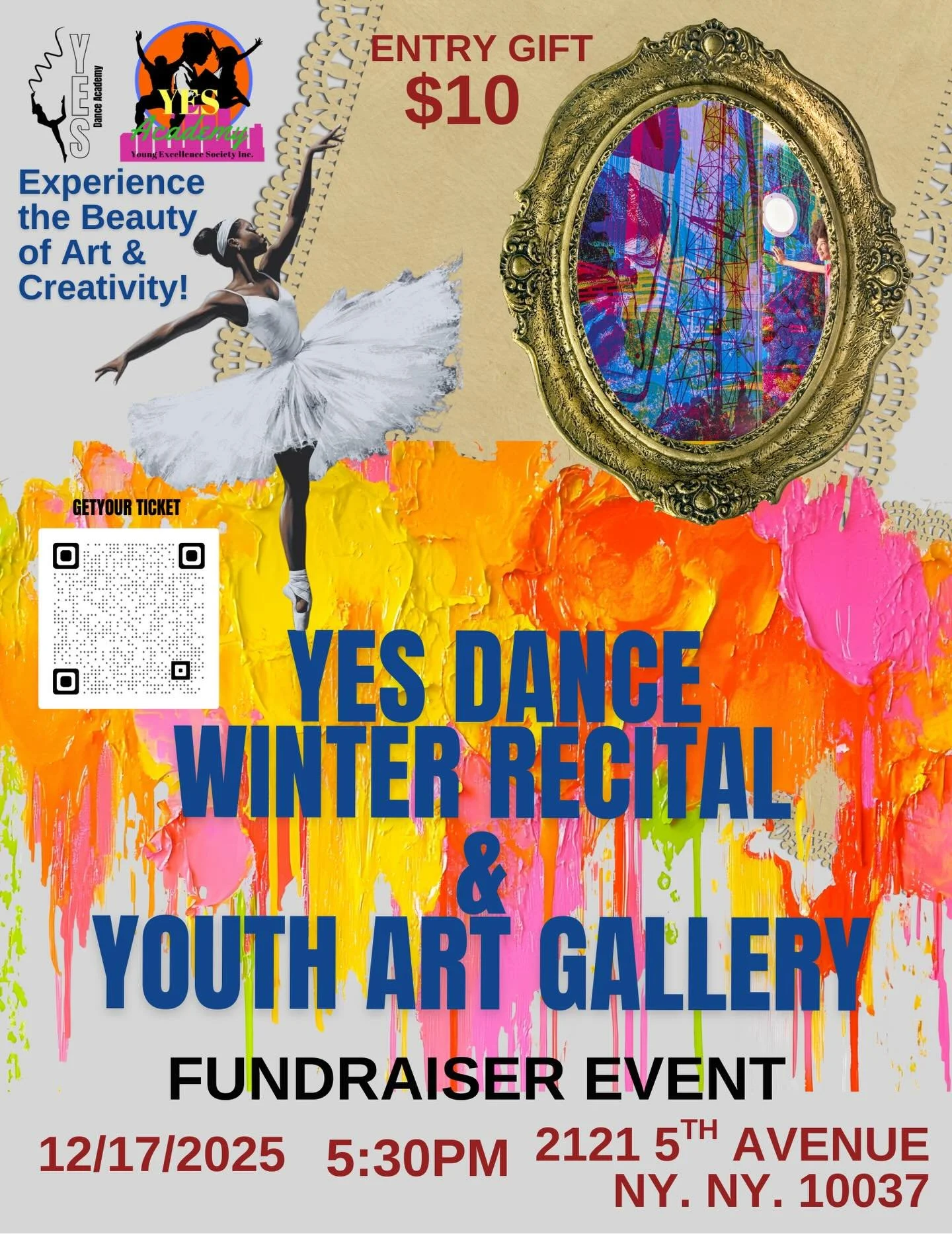 ✨🎨💃 HARLEM, PULL UP!
YES Dance Academy &amp; YES 2 Art are shutting it DOWN for our Winter Recital &amp; Art Gallery Fundraiser!
Ballet. Step. Original rap performances. Youth art you can actually BUY.
🗣️ The kids are READY!!!! Now we just need YO