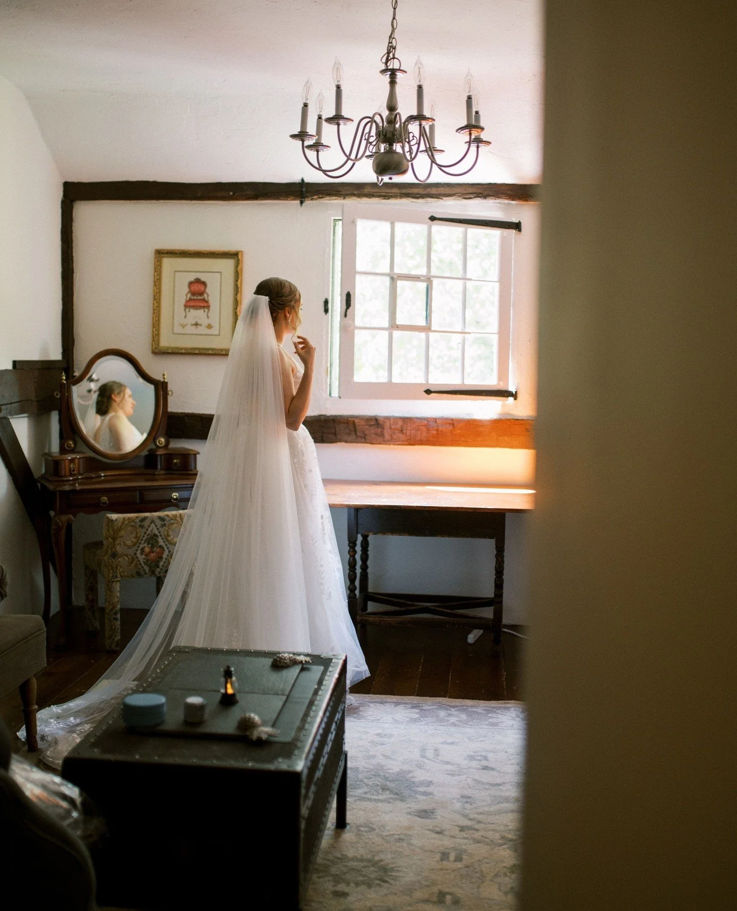 Quiet moments with Julia before their beautiful ceremony at the Grain House.