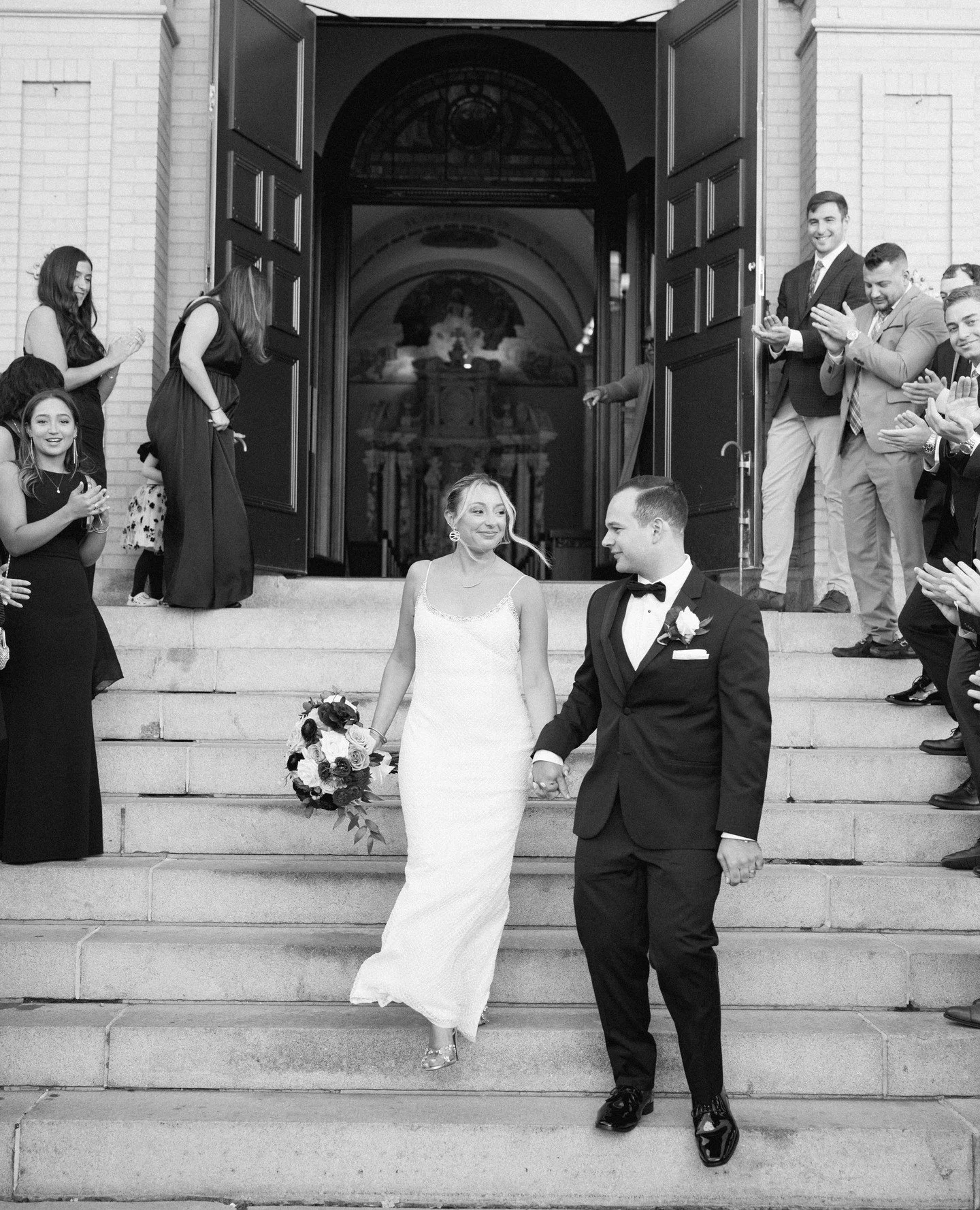 Romantic moments in black and white at Katie &amp; Mike's Hoboken wedding ceremony.