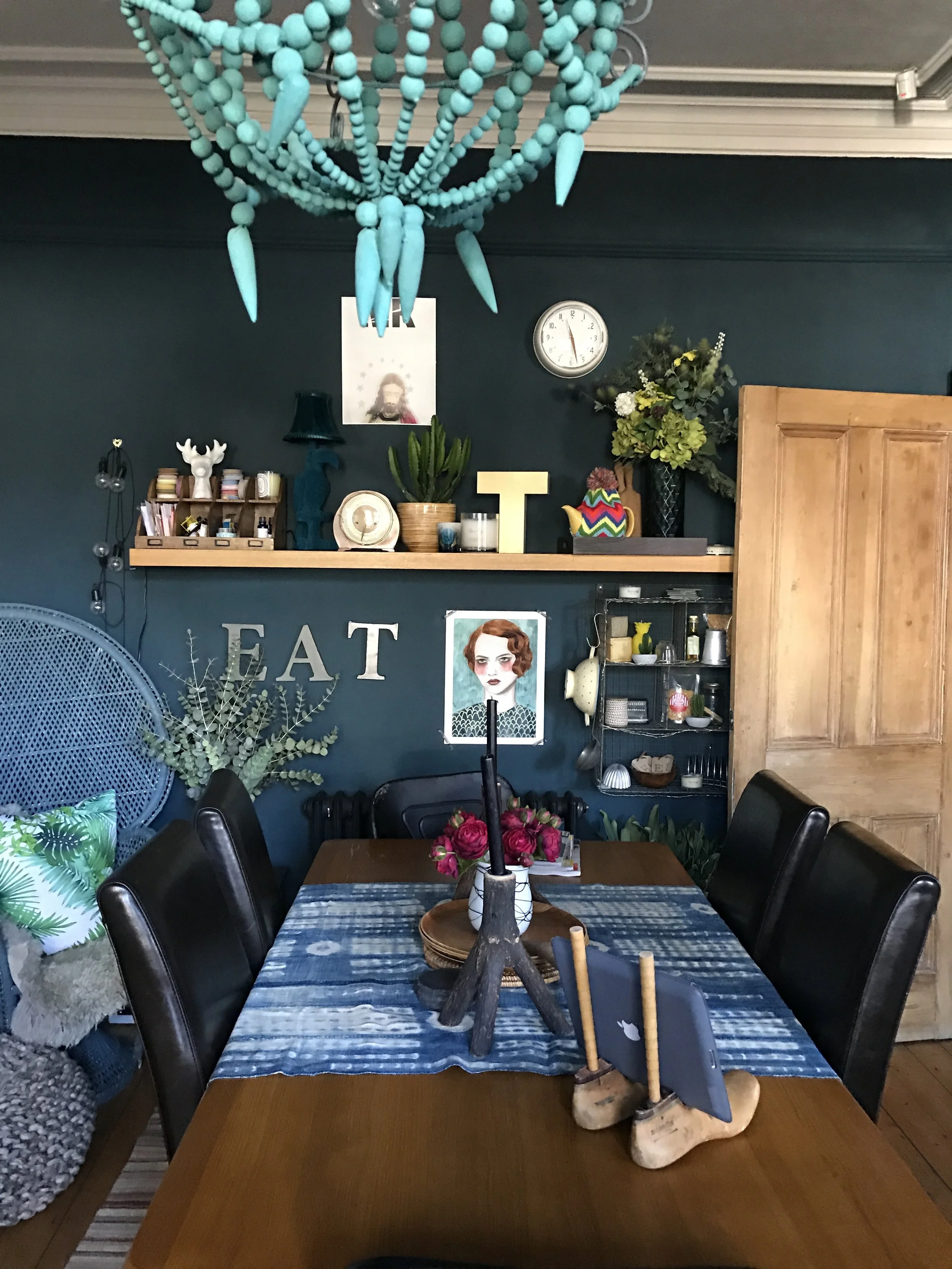 Picture 7. My dining room. In the above picture, a mud bead chandelier by Graham and Green is the main light over the dining room table