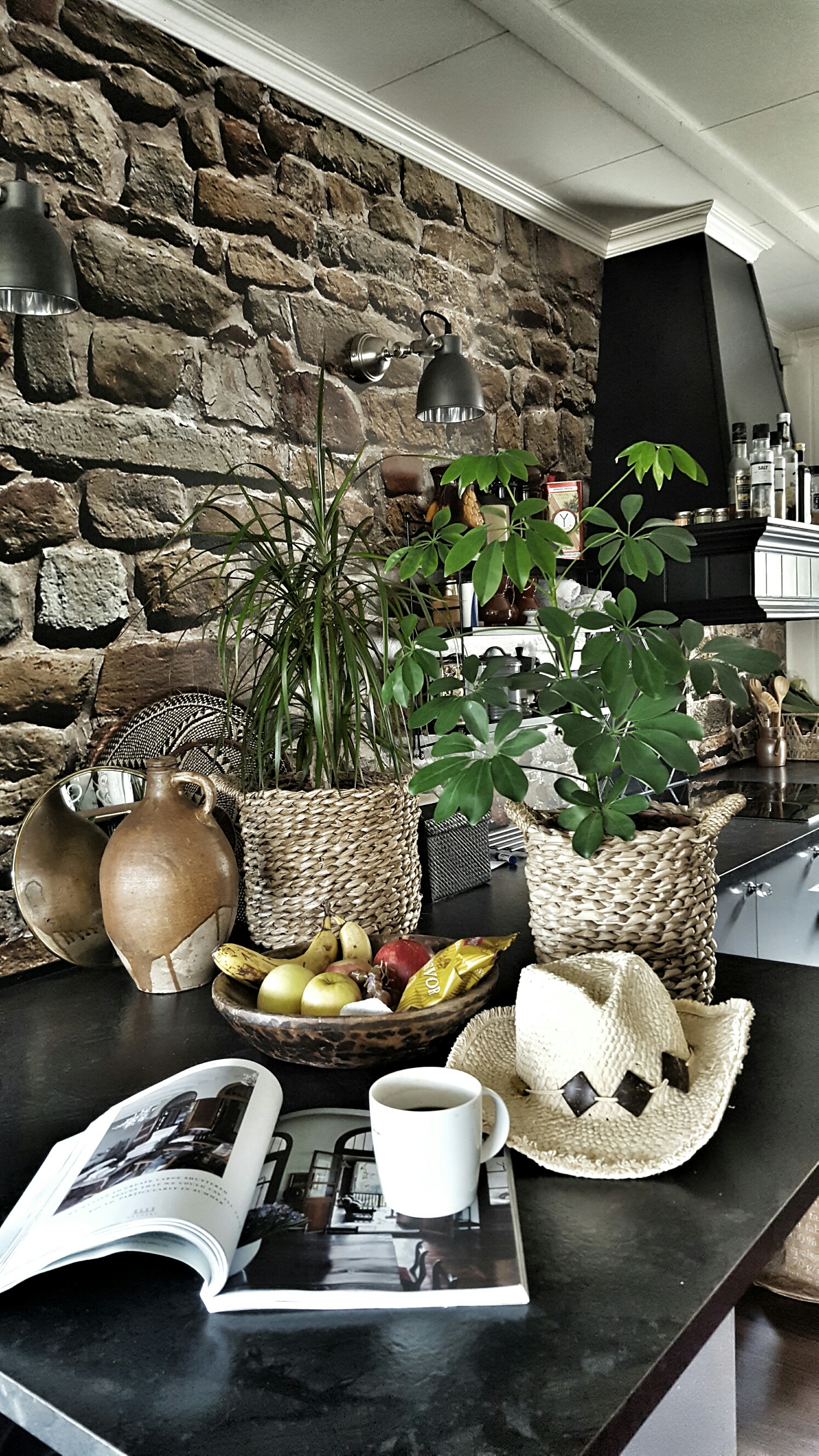 The Brick wall brings a wonderful texture to the kitchen