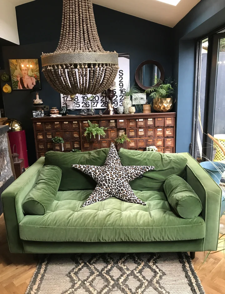 The chandelier is from Abigail Ahern. The star cushion is made by @suburbansalon
