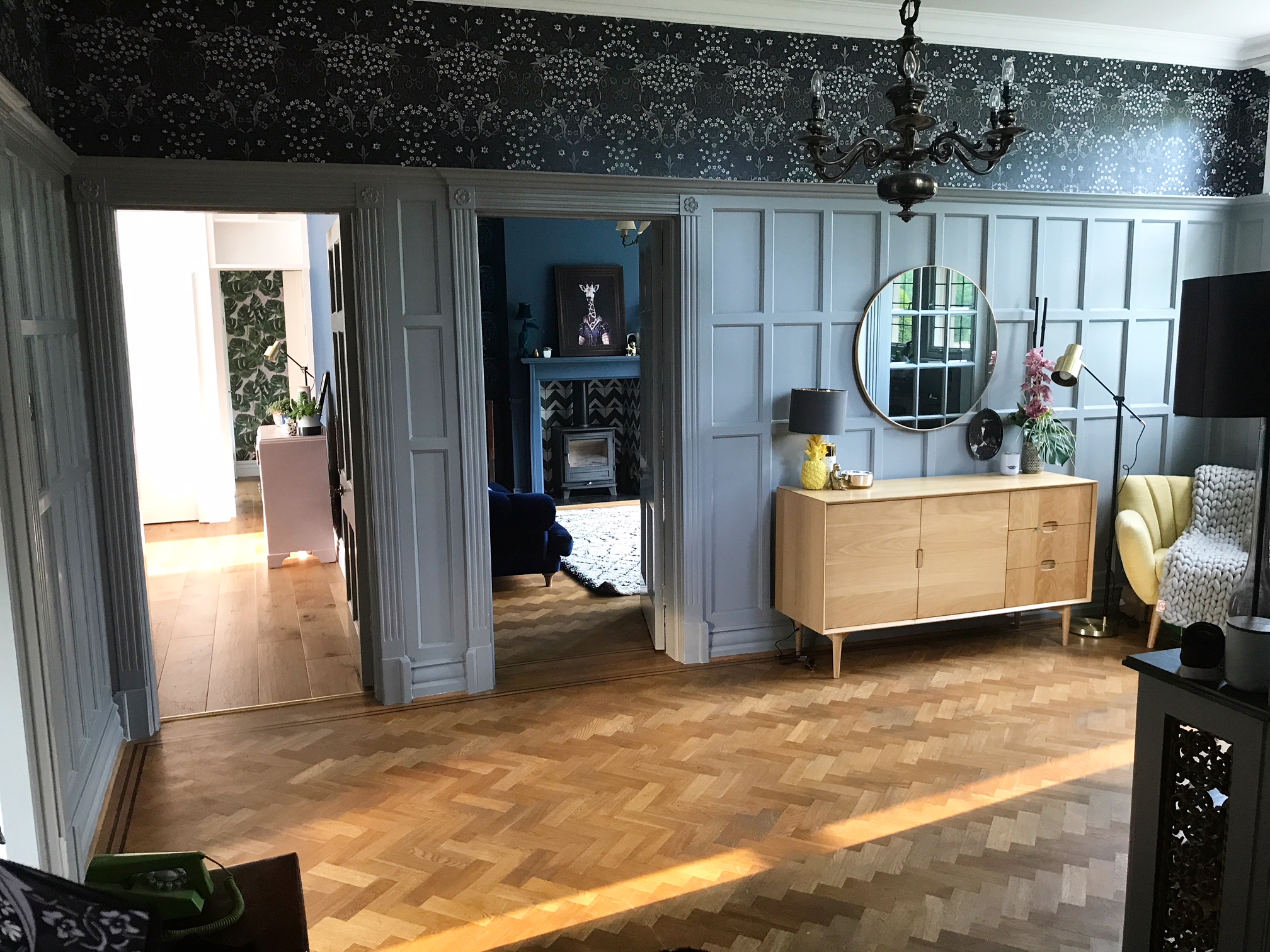 Katie's Hallway with original panelling, has influenced her use of panelling elsewhere in her bedroom and bathrooms
